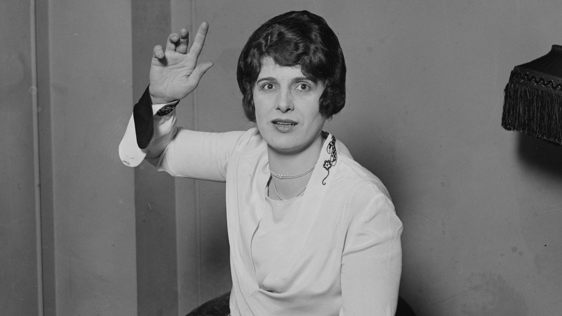 Title: Aimee Semple McPherson, 2/14/27
Abstract/medium: 1 negative : glass ; 4 x 5 in. or smaller