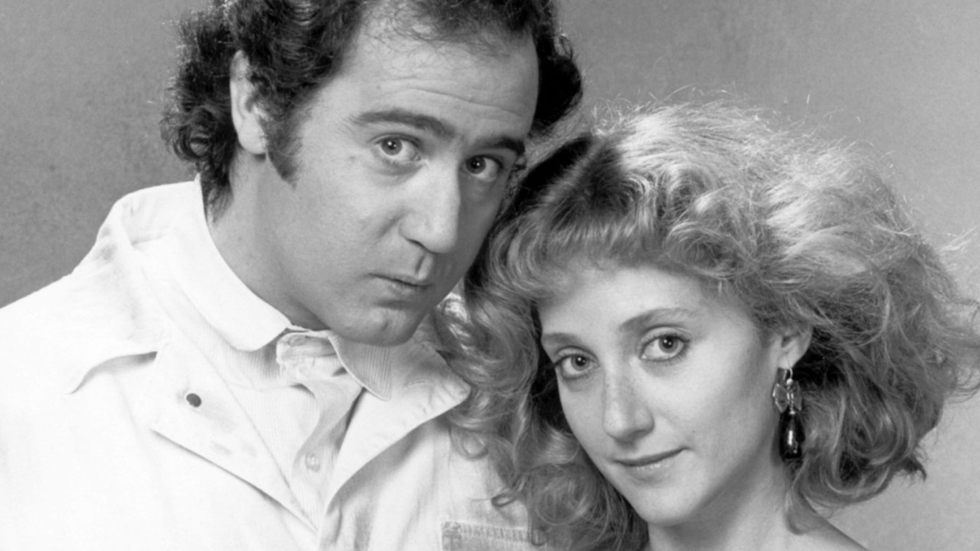 LOVE IS NOT FOREIGN -- Andy Kaufman stars as Latka Gravas, a mechanic of unknown national origin, and Carol Kane stars as Simka Gravas, his immigrant bride, in