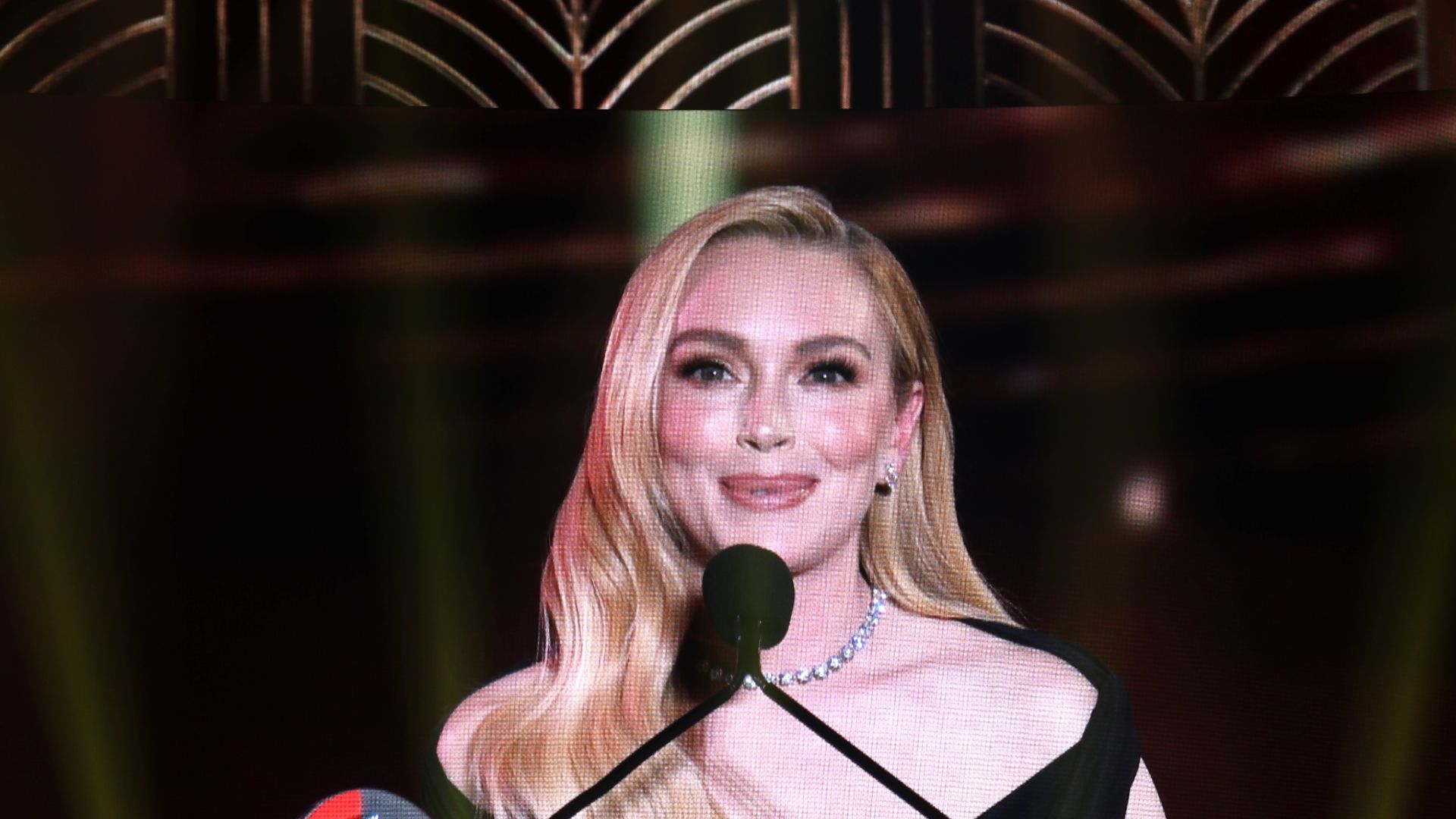 Lindsay Lohan accepting the Vanguard Award during the Big Screen Achievement Awards at CinemaCon 2025 in at Caesar's Palace at Las Vegas, NV