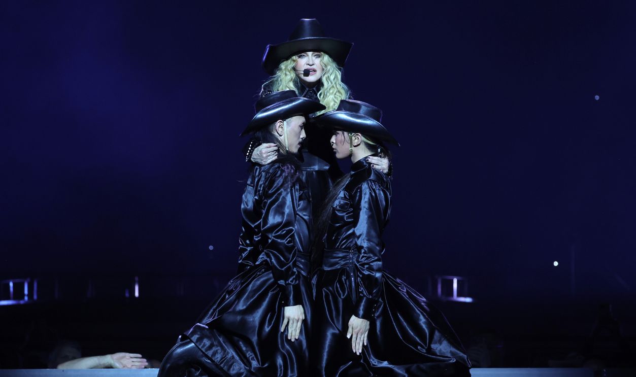 LONDON, ENGLAND - OCTOBER 15: (Exclusive Coverage) Madonna performs during The Celebration Tour at The O2 Arena on October 15, 2023 in London, England.
