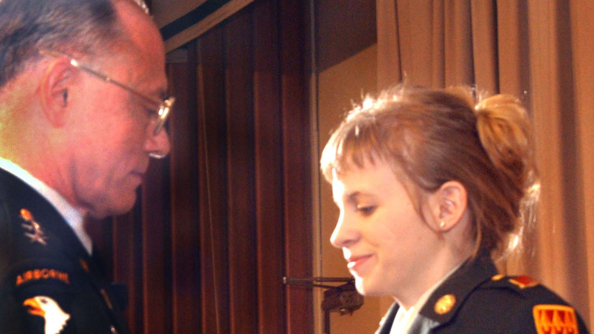 Jessica Lynch is awarded the Bronze Star, Prisoner of War, and Purple Heart medals on July 22, 2003.