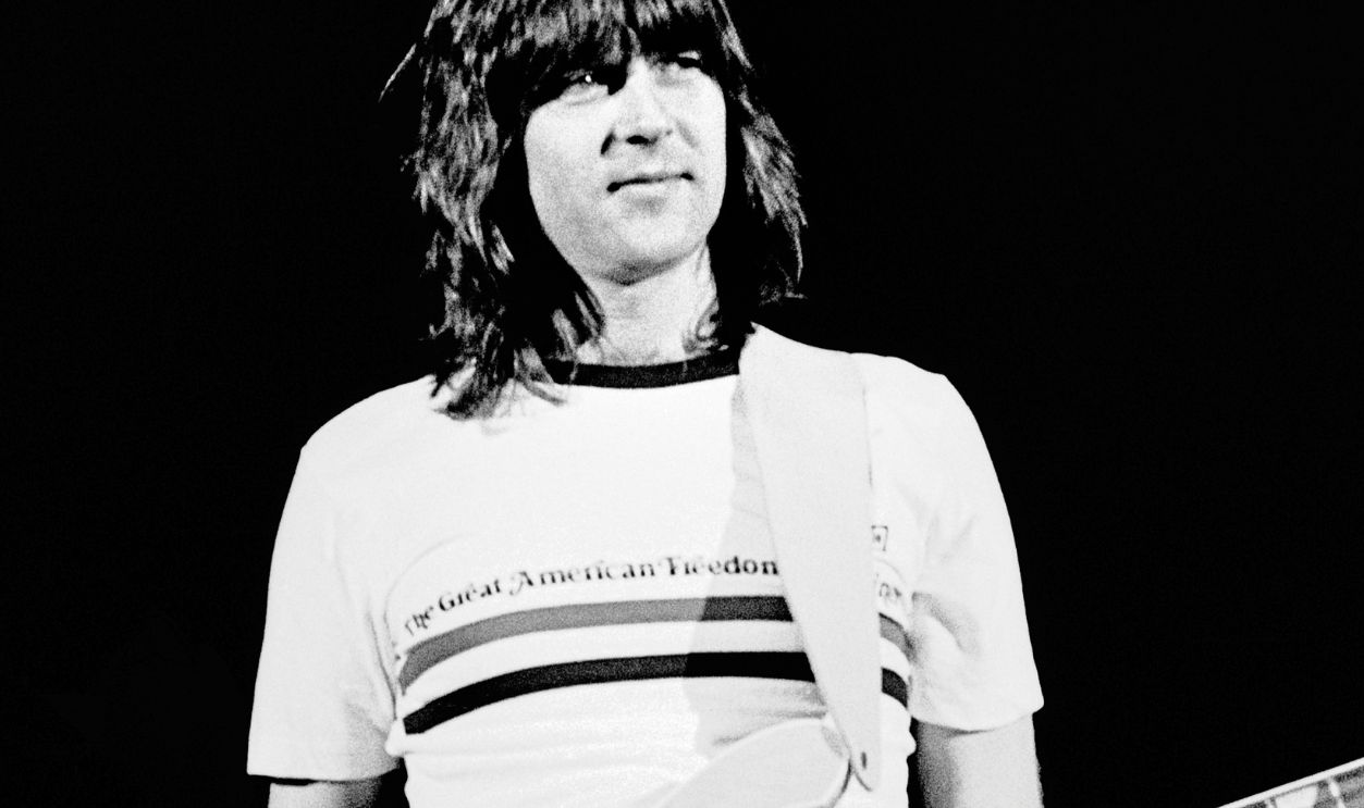 Randy Meisner of The Eagles performs on stage at the Wembley Arena, London, England, on 26 April 1977