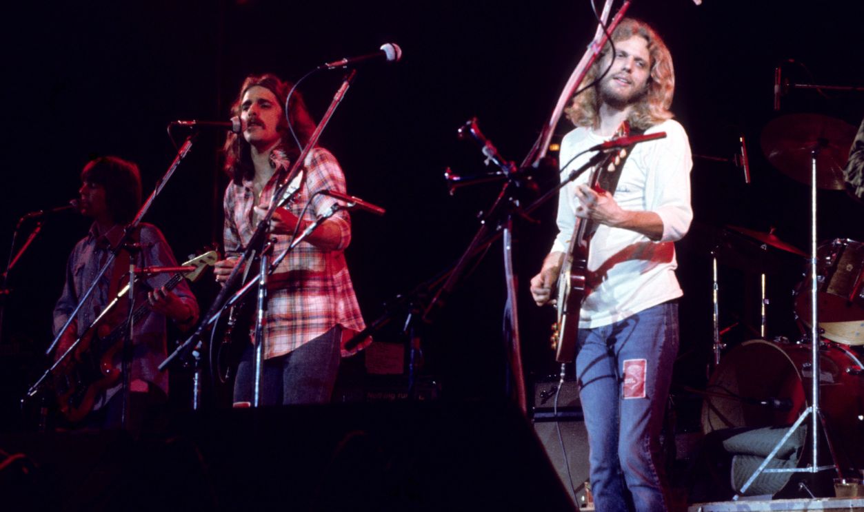 UNITED STATES - JANUARY 01: Photo of EAGLES; L-R: Randy Meisner, Glenn Frey, Don Felder, Joe Walsh performing live onstage on Hotel California tour