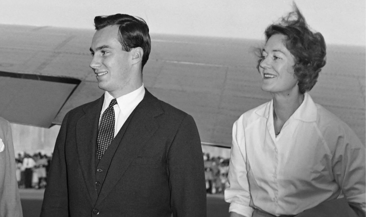Prince Karim Aga Khan (C) flanked by his mother, Joan Yarde-Buller (R) and Isameli Leaders, during the ceremony enthroned him as forty-ninth Imam of Nizari Ismailis, following the death of his grandfather, the Aga Khan III