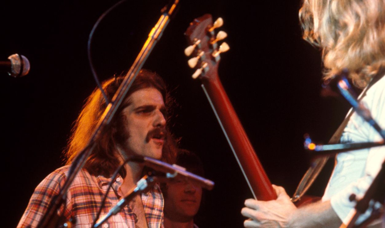 UNITED STATES - JANUARY 01: Photo of Glenn FREY and EAGLES; L-R: Glenn Frey, Randy Meisner (back), Don Felder performing live onstage on Hotel California tour