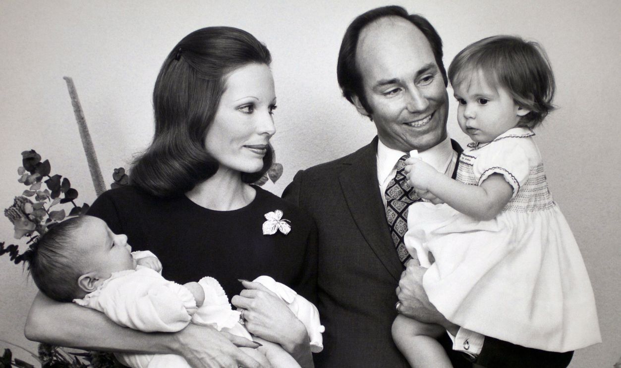 Salimah Aga Khan and Karim Aga Khan with their children Zahra Aga Khan and Rahim Aga Khan in Switzerland in 1971.