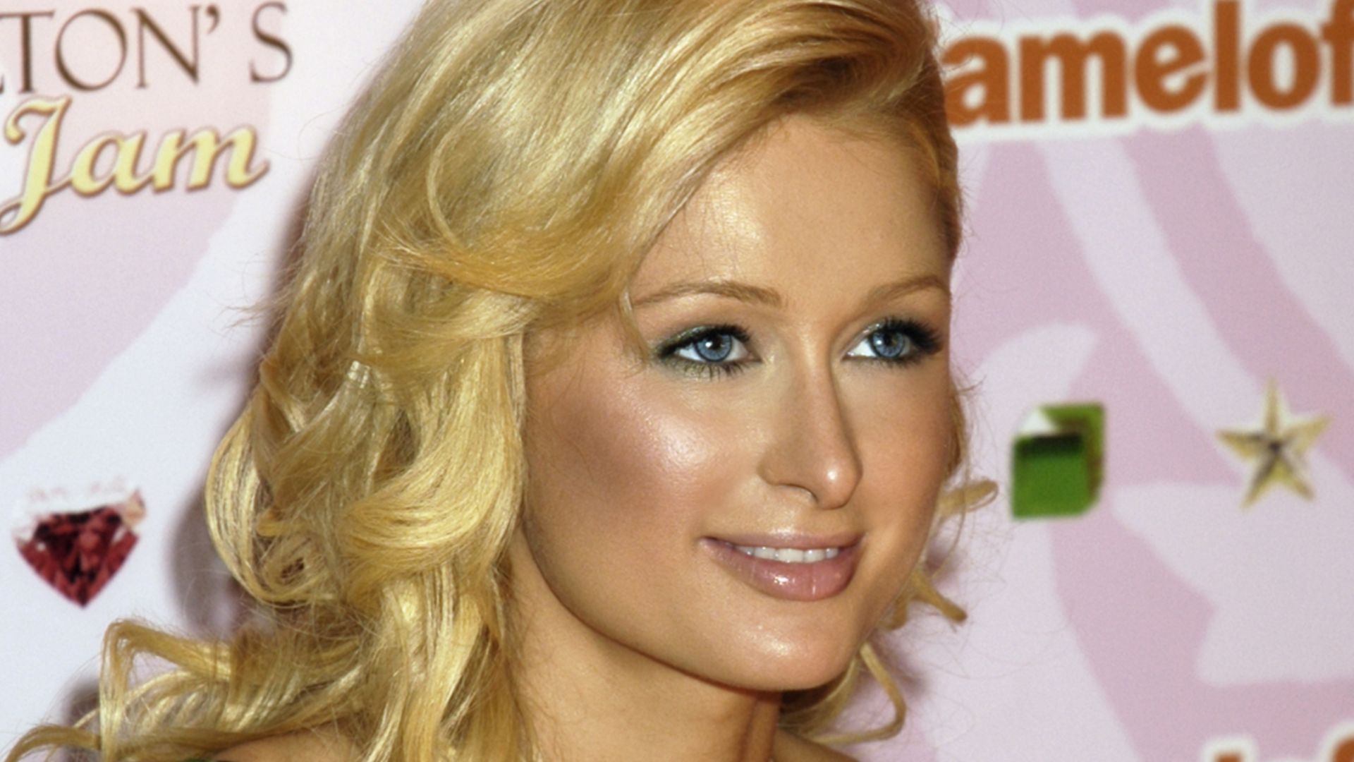 Paris Hilton promoting her cell-phone video game: Jewel Jam during the E3 Video Game Convention.