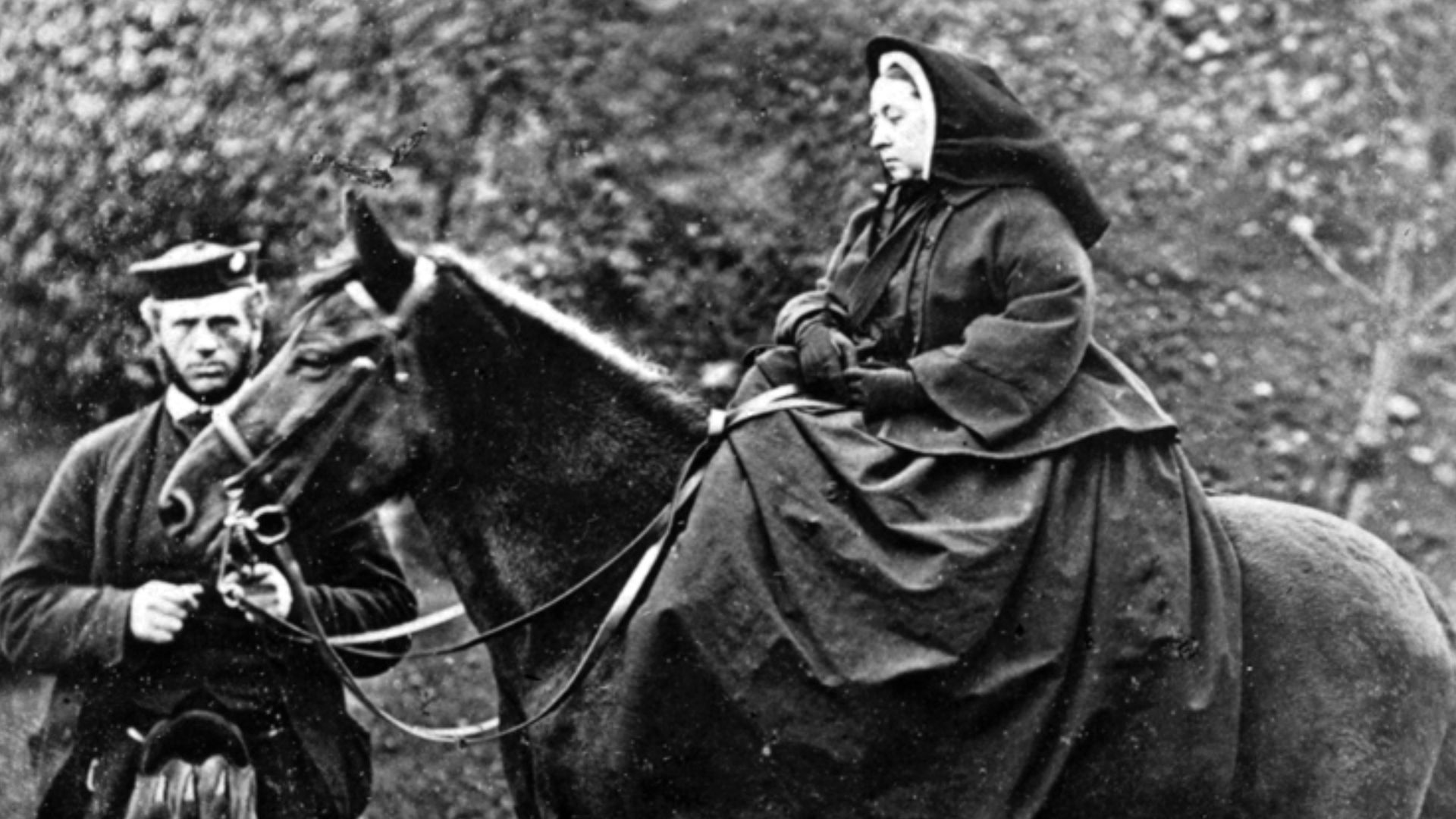 Queen Victoria on 'Fyvie' with John Brown at Balmoral