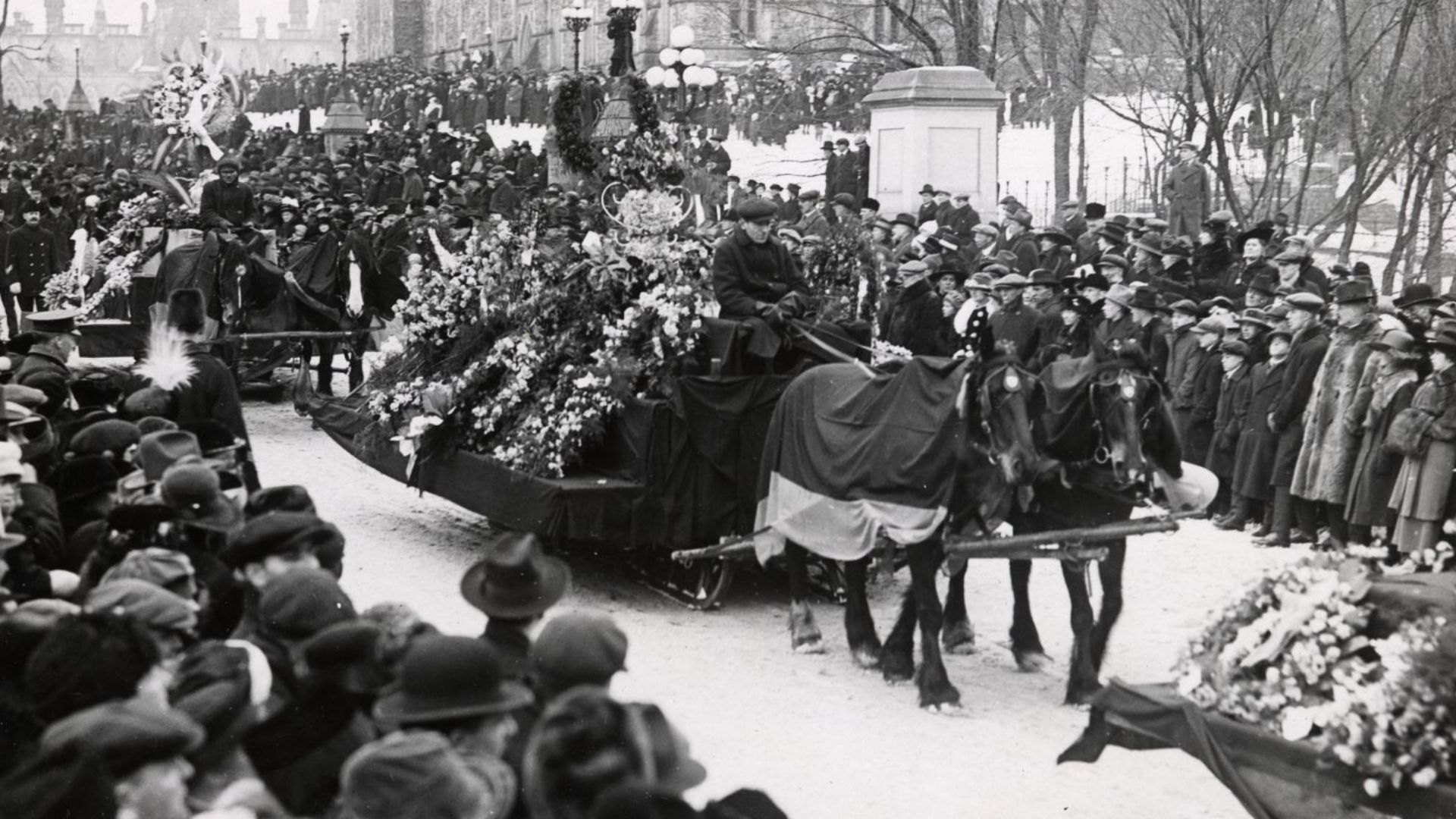 Funeral procession of Sir Wilfrid Laurier, Parliament Hill, Ottawa, Canada.