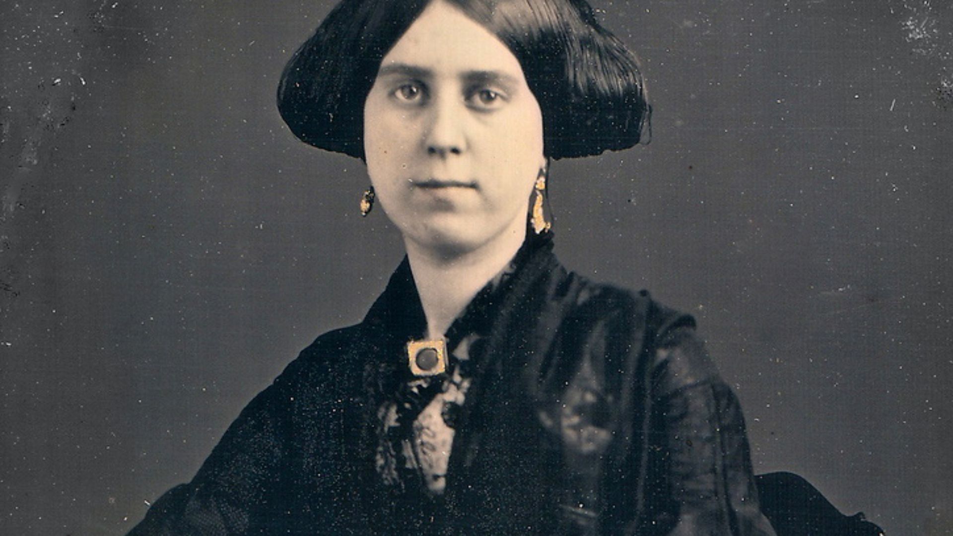 Lady in Black, Hallmarked 1/6th-Plate Daguerreotype, Circa 1855: 
Plate is Hallmarked
