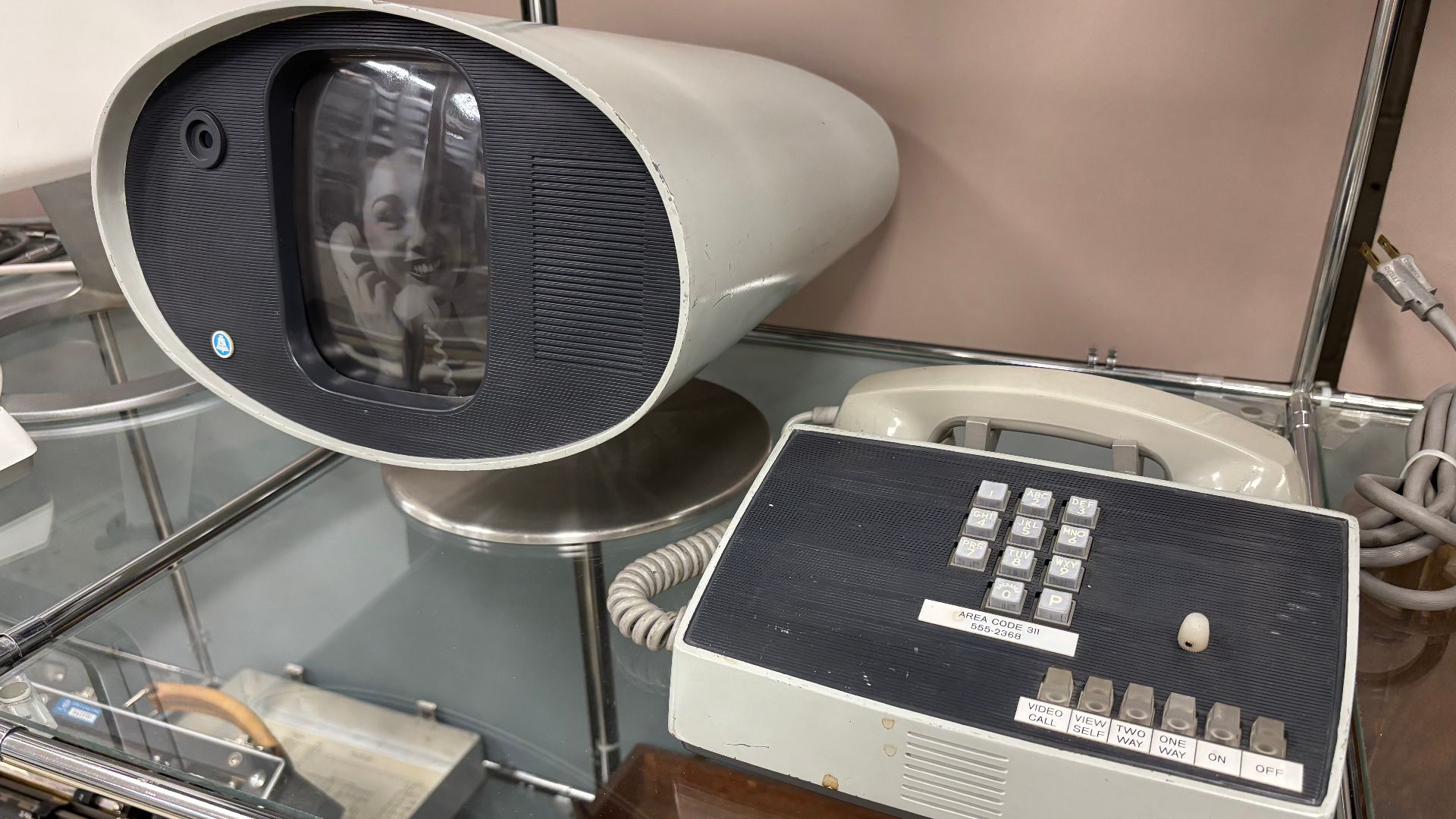 Picturephone Mod I, the first model under the AT&T brand. Displayed at the Connections Museum Seattle, a museum that contains many historical telecommunications artifacts.