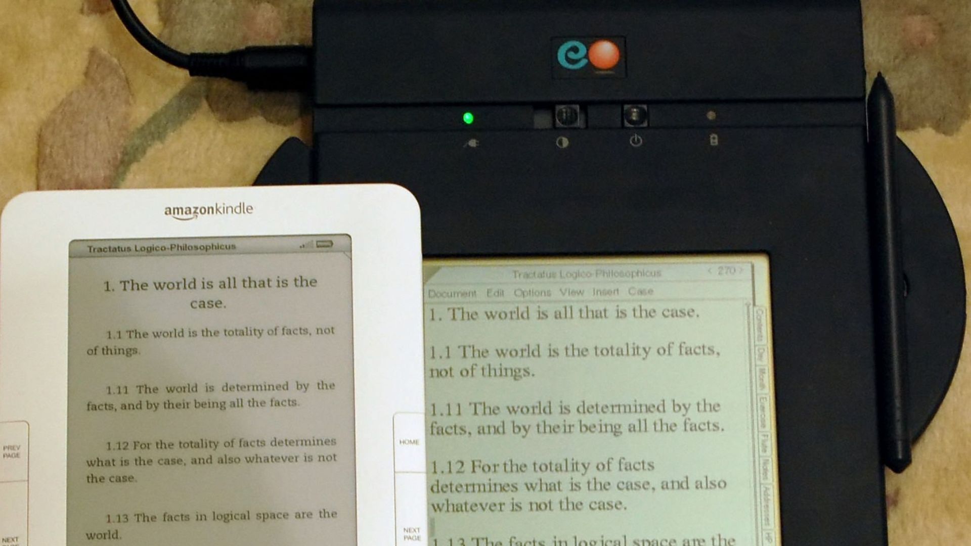 Comparison of EO 440 Personal Communicator (1993) and the Amazon Kindle 2 (2009)