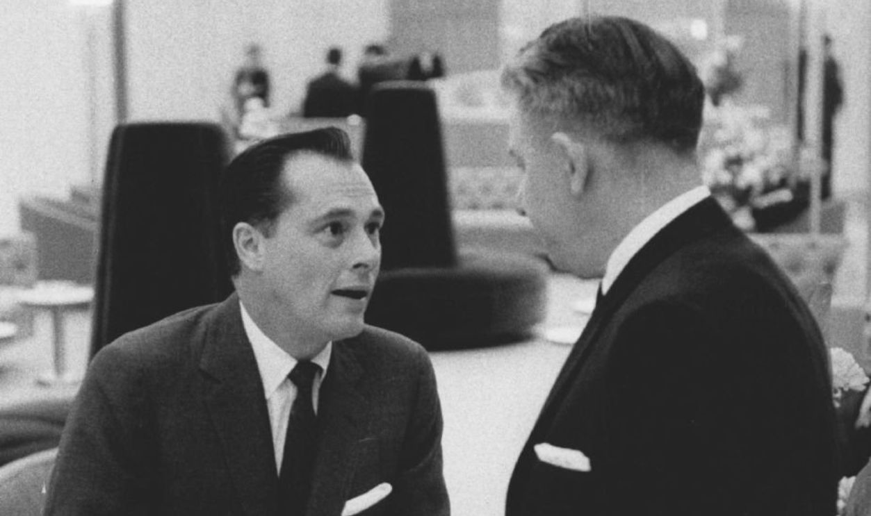 APR 6 1960, 4-19-1960 Nicky Hilton Ed Podmeyer, project manager for Hilton Hotels Corp Credit: Denver Post