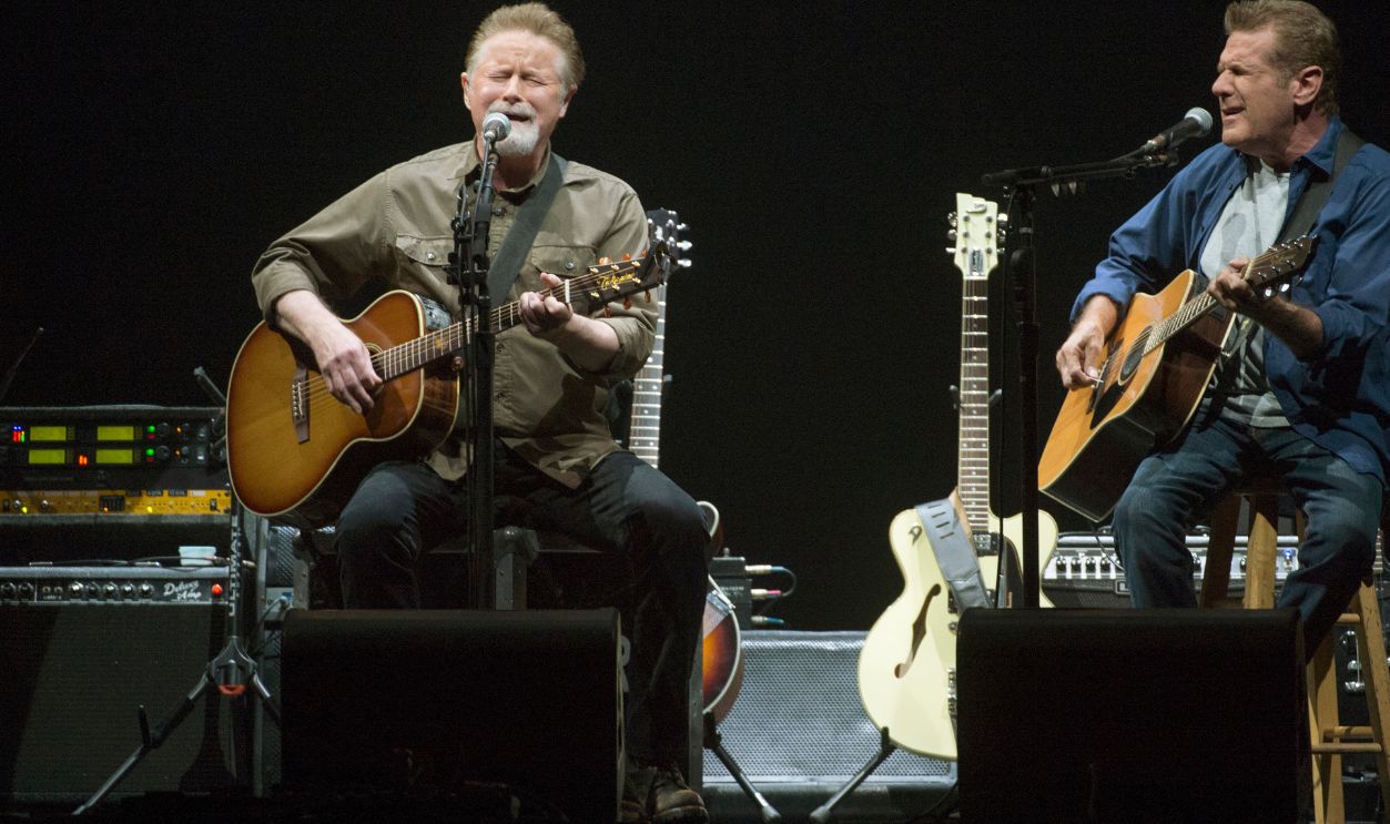 TORONTO, ON - JULY 11 - The Eagles original members, Don Henley (left) and Glenn Frey perform History of the Eagles, Live in Concert, as they kick off their tour in Toronto, July 11, 2013 at the Air Canada Centre