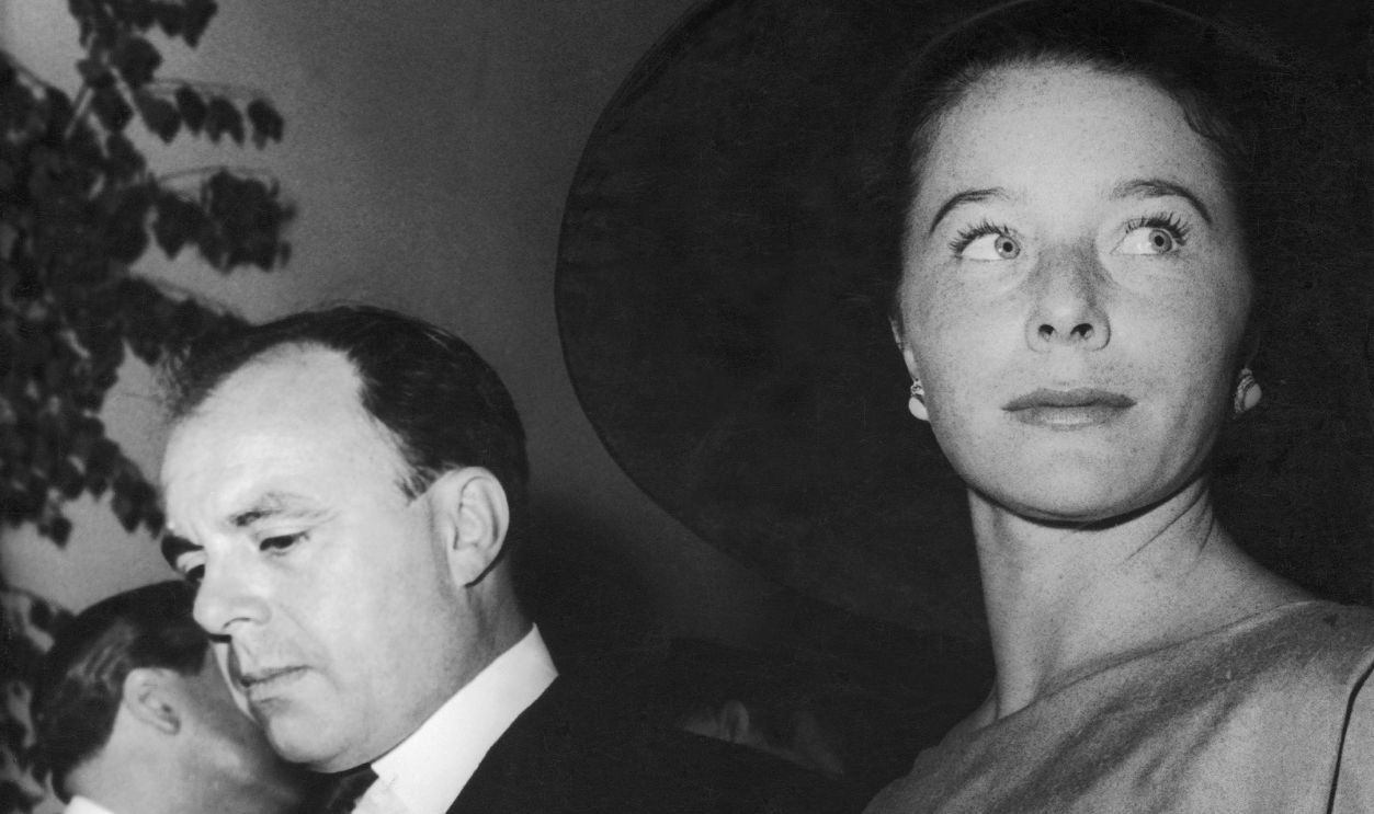 Prince Ali Khan and Bettina Graziani at the wedding of Prince Sadruddin Aga Khan's brother in Collonges, France, in 1957.