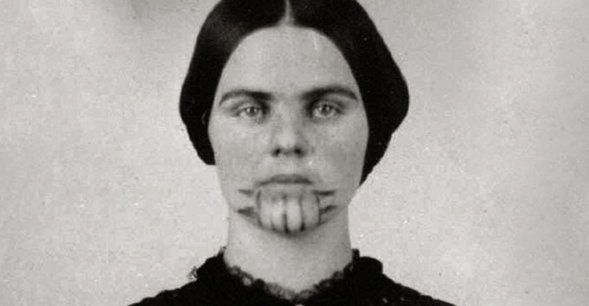 Black and white portrait of Olive Oatman