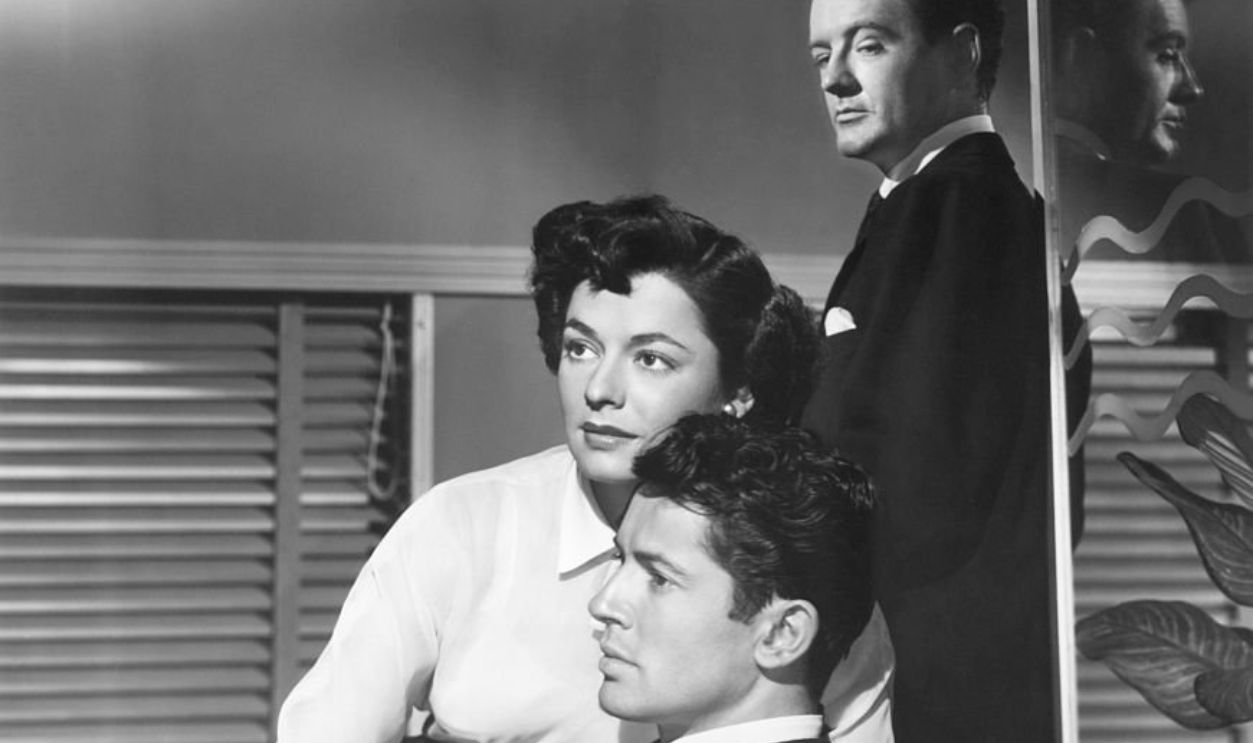 American actors Ruth Roman, Farley Granger and Robert Walker on the set of Strangers on a Train, directed and produced by British Alfred Hitchcock. 