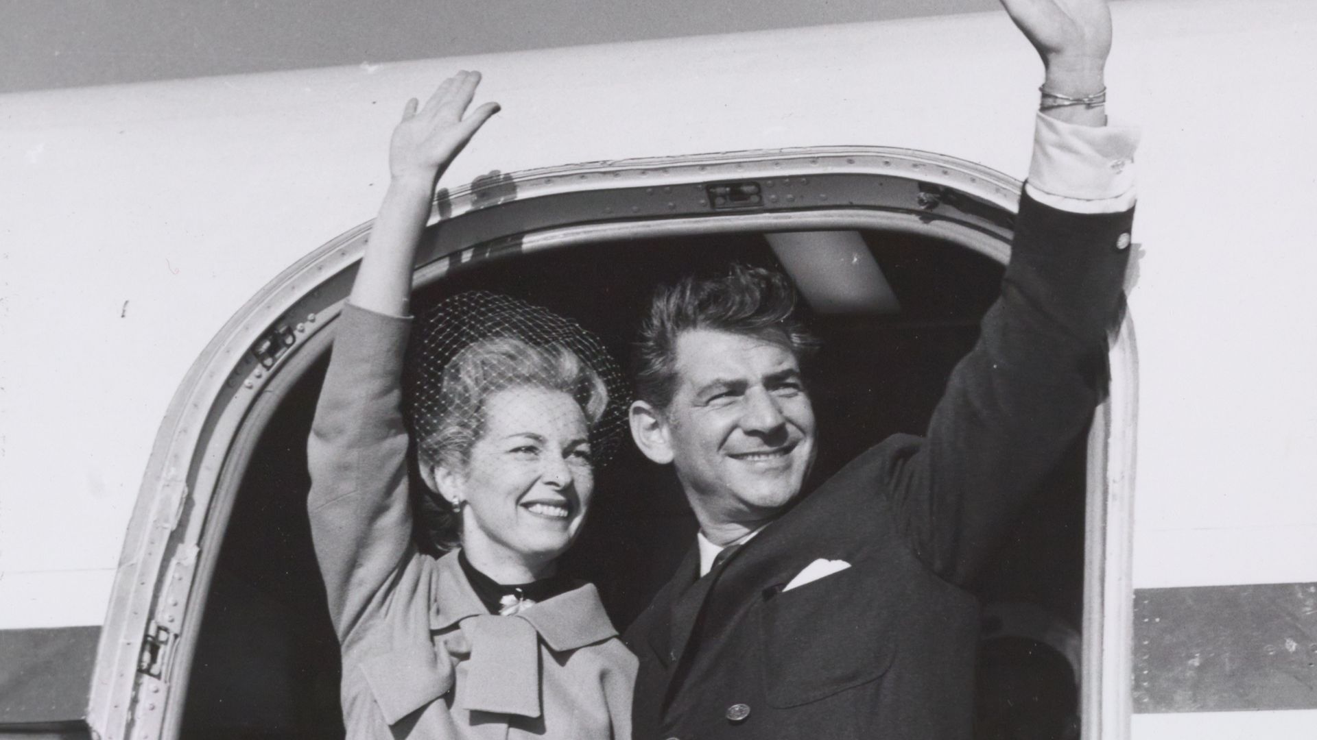 Leonard and Felicia Bernstein leaving for Israel, 1957. Photographer Unknown. The Library of Congress.