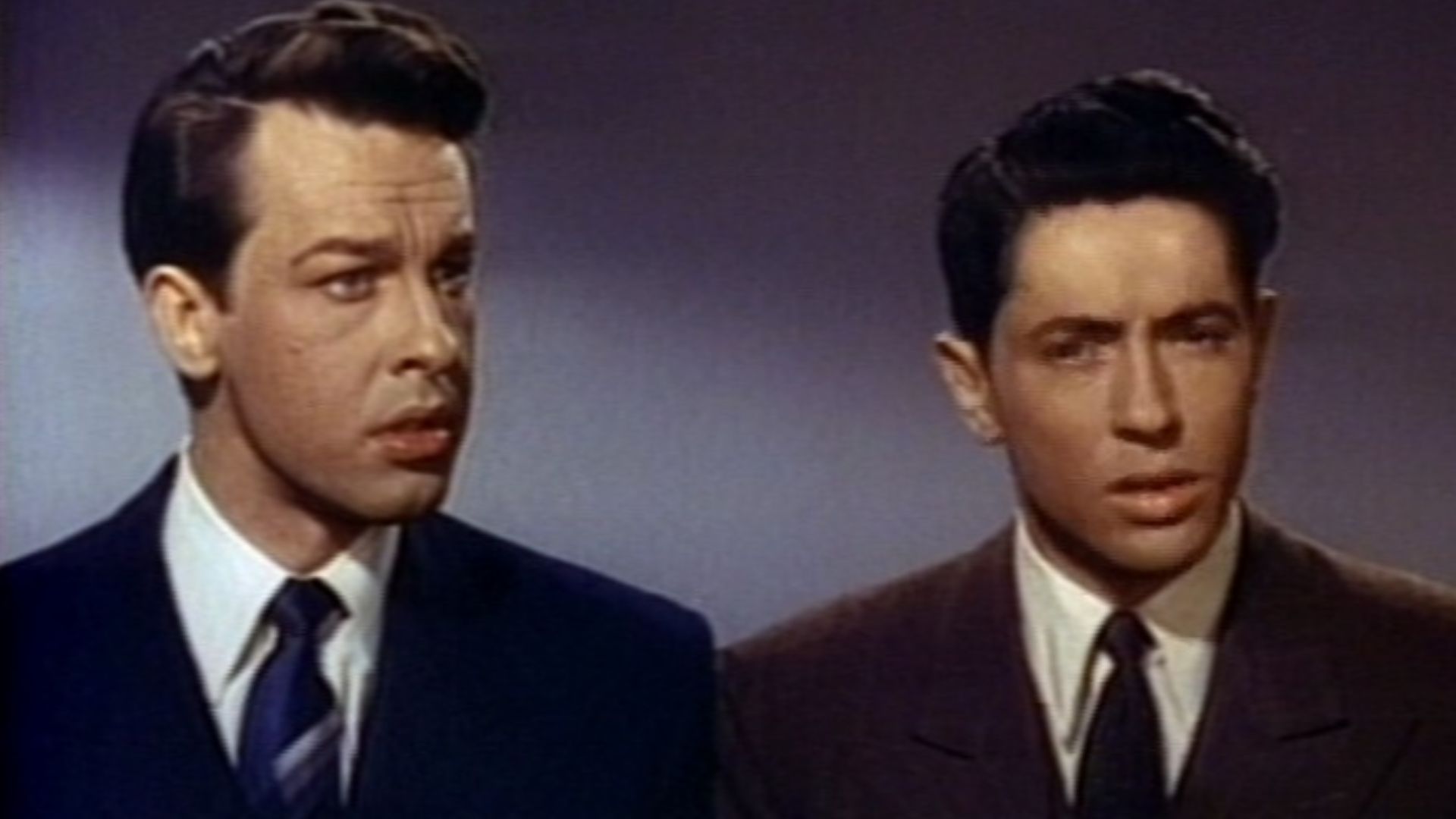 Cropped screenshot of John Dall and Farley Granger from the trailer for the film Rope.