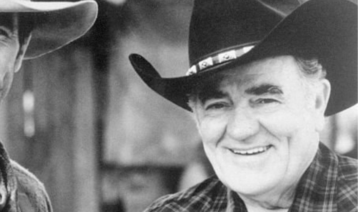Actor Tom Selleck with world's best-selling western writer Louis L'Amour.