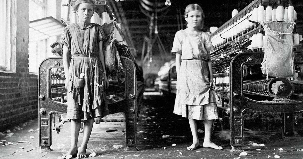 Black and white image of two child laborers