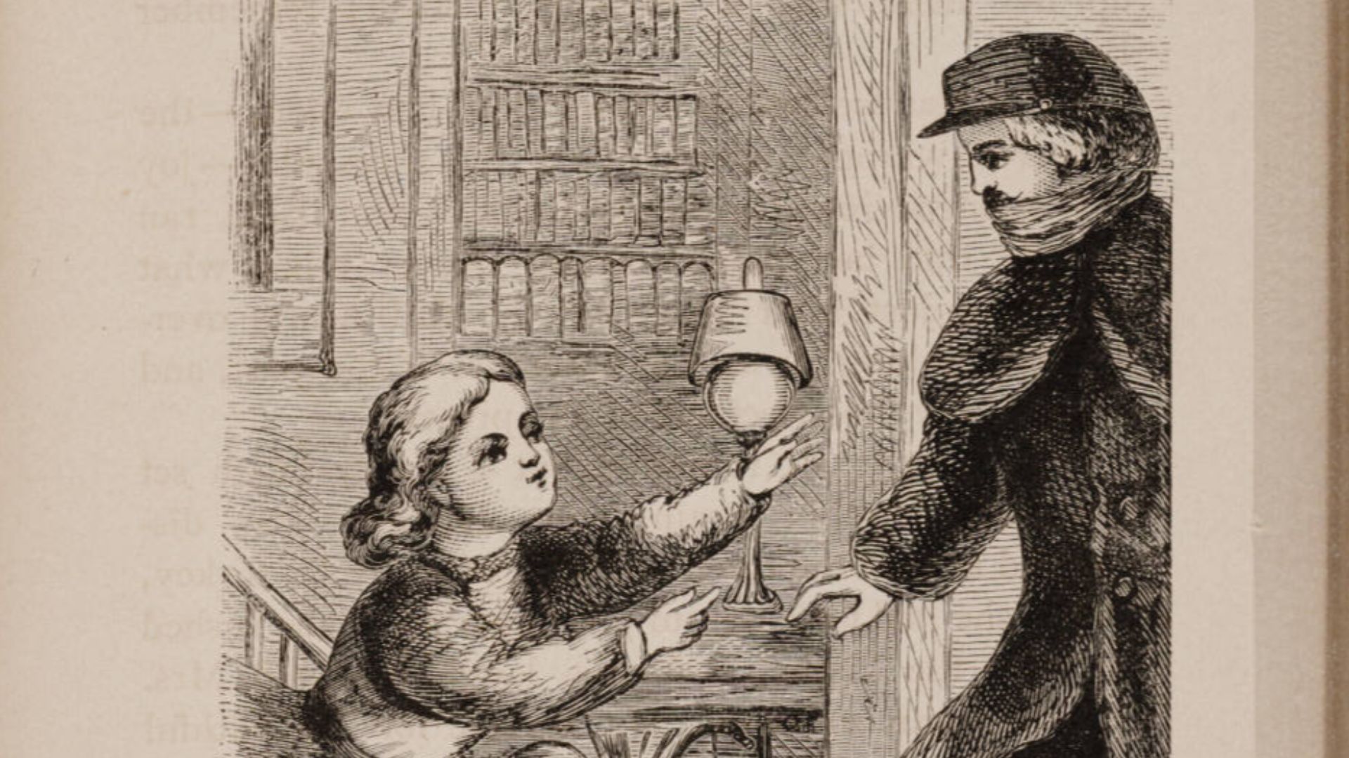 But it was too late; the study-door flew open, and Beth ran straight into her father's arms [illustration opposite page 320]. Illus. by May Alcott.

From: Little Women. By L.M. Alcott. Boston: Roberts Bros, 1868
