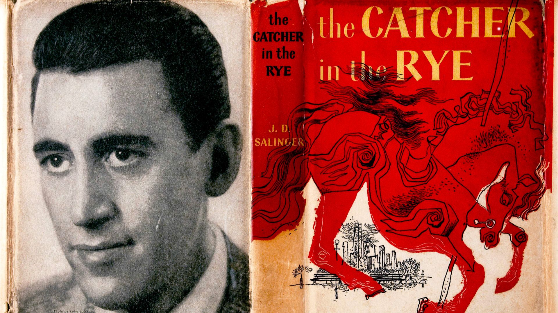 First-edition dust jacket of The Catcher in the Rye (1951) by the American author J. D. Salinger.