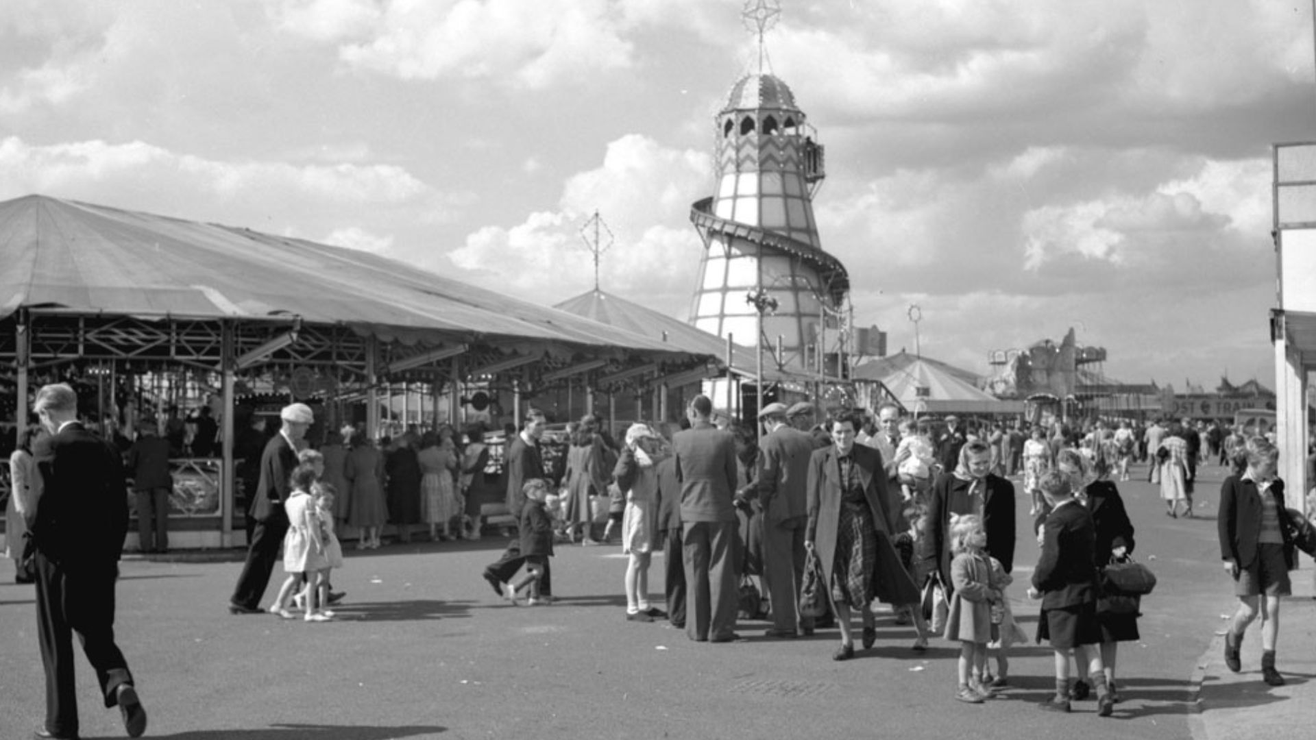 This is a photograph of the Amusement Park, South Shields, August 1950
Reference: DT.TUR/2/5197P
This photograph is part of a set that has been created to celebrate the opening of South Tyneside Council’s new leisure centre, Haven Point, on 28 October.  I