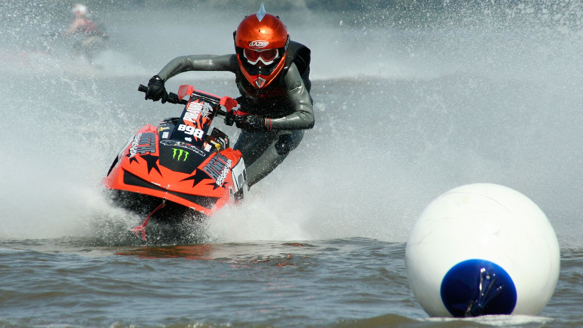 Racing scene at the German Championship 2007 in jetski-race on the Elbe, Krautsand.