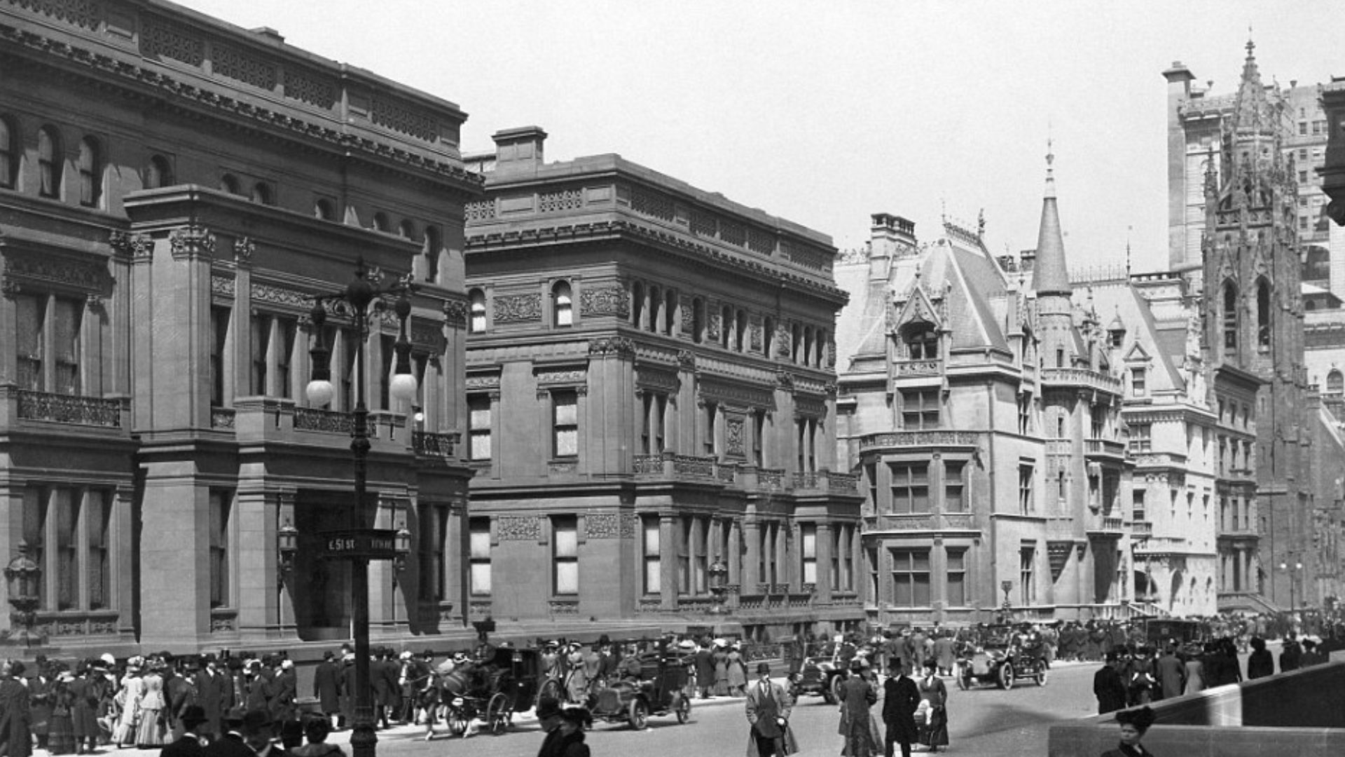 Fifth Avenue and the Vanderbilt Mansions during the Easter Parade of 1900 in New York