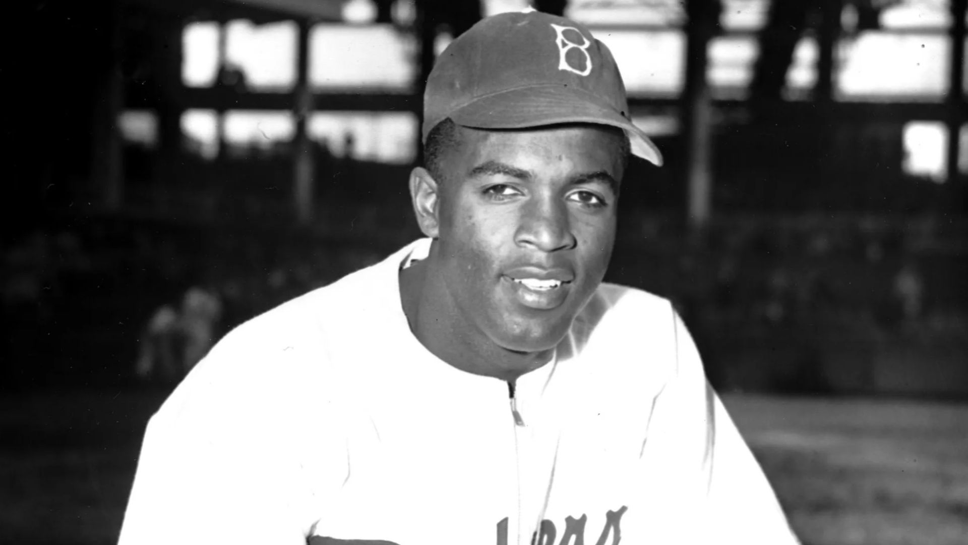 Jackie Robinson with the Brooklyn Dodgers in April 1947.