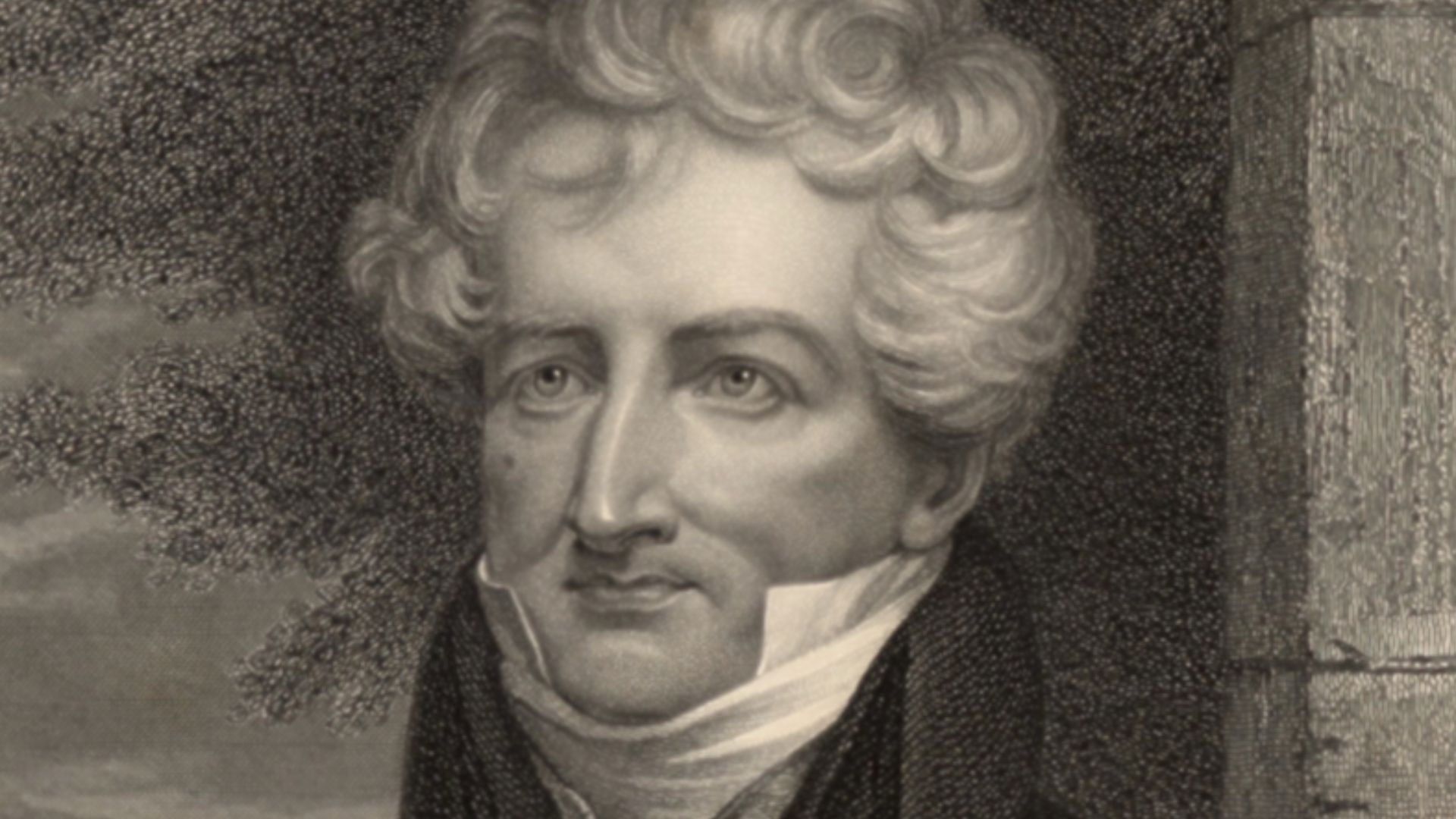 Portrait (engraving) of Georges Cuvier (1769-1832). He was founder of the modern scientific palaeontology.
