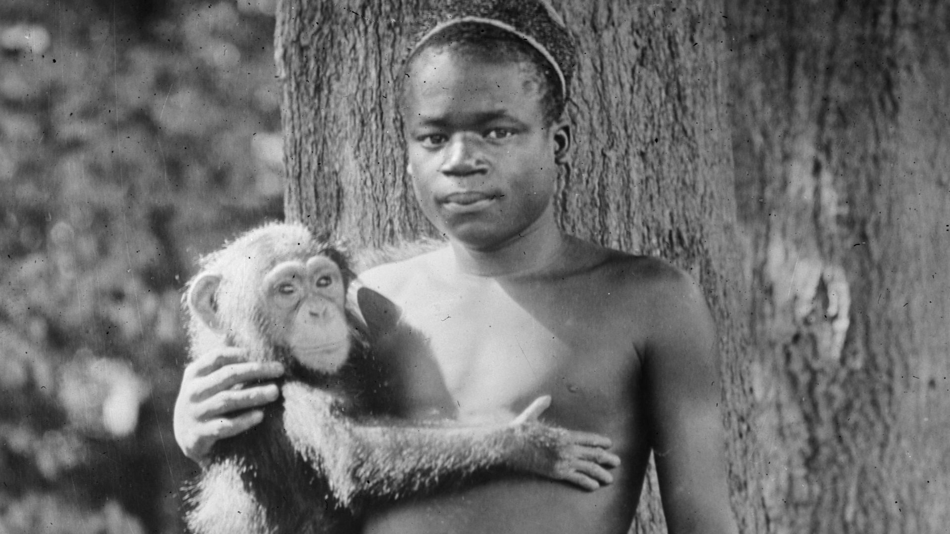 1906 photograph of Ota Benga, described as being taken at Bronx Zoo. Author unknown.