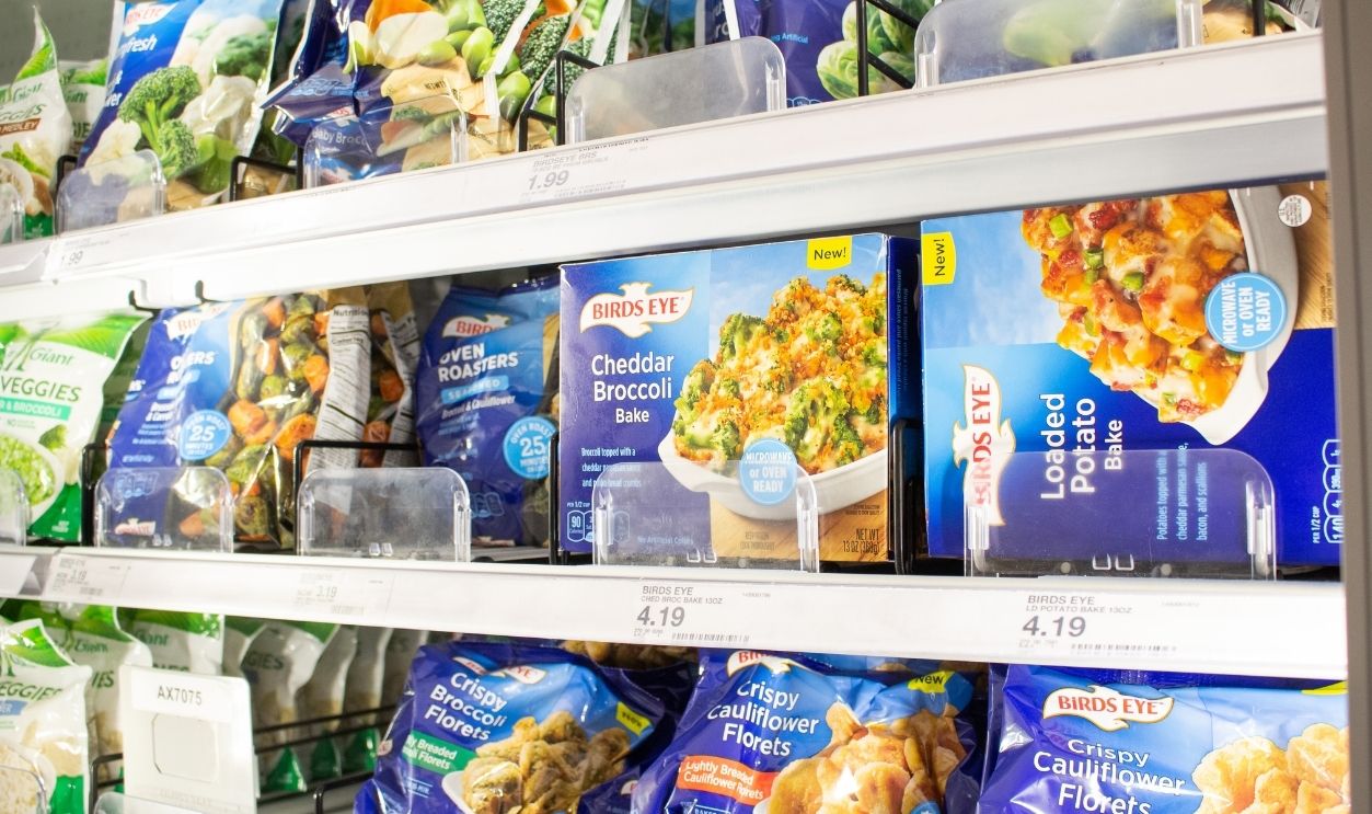 Los Angeles, California, United States - 03-18-2021: A view of several packages of Birds Eye frozen vegetable products, on display at a local grocery store.