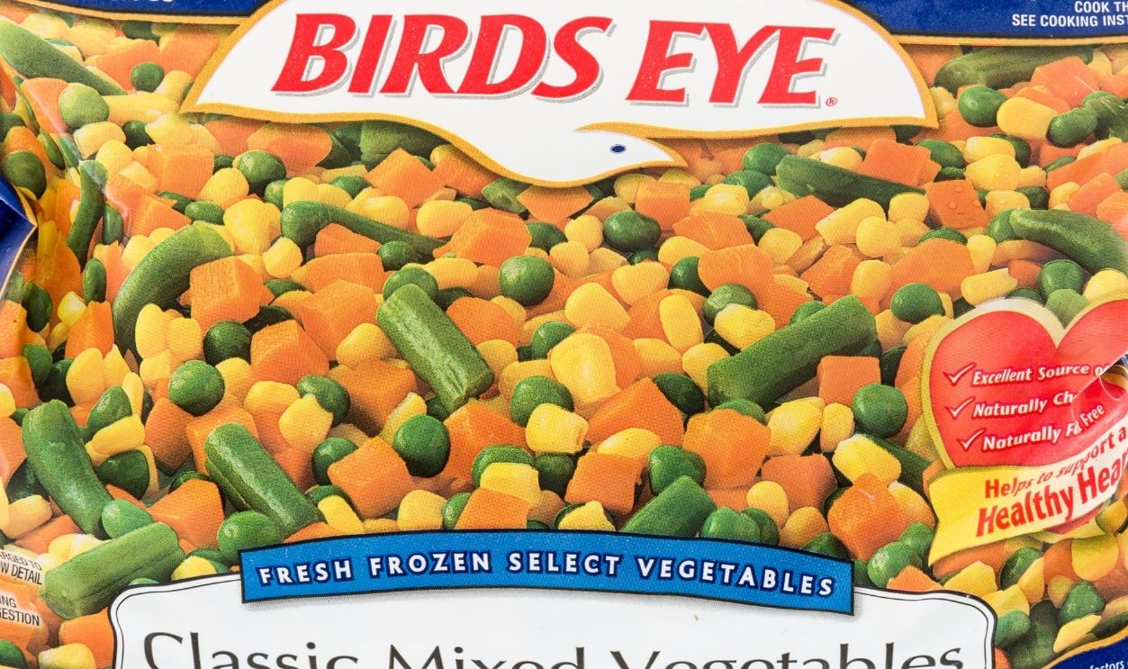 Winneconne, WI -  22 April 2019: A package of Birds eye classic mixed frozen vegetables on an isolated background