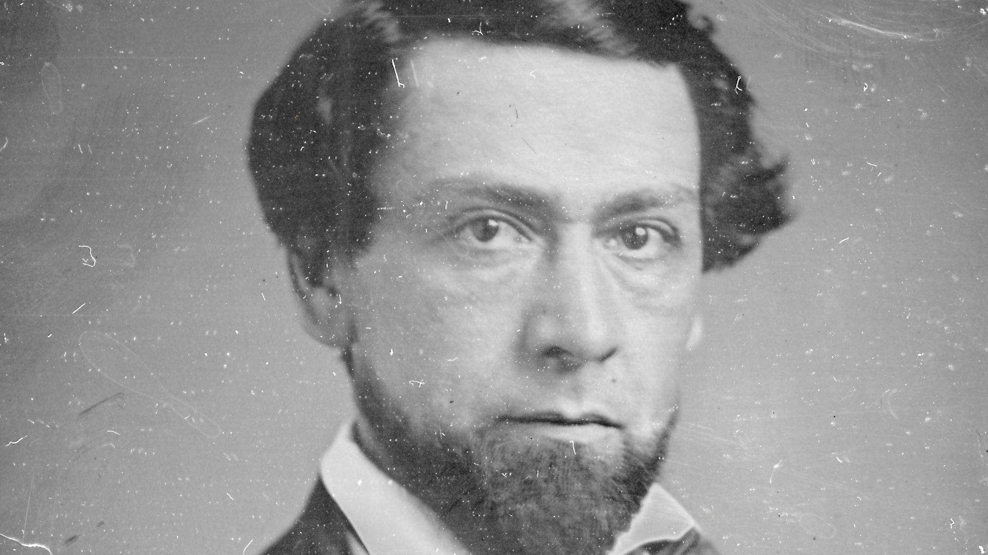 Portrait of Charles Klunk of Bradley, Mahegan and Co., window glass at 112 Washington Avenue in St. Louis. His cheeks are colored with pink pigment.Title: Charles Klunk.