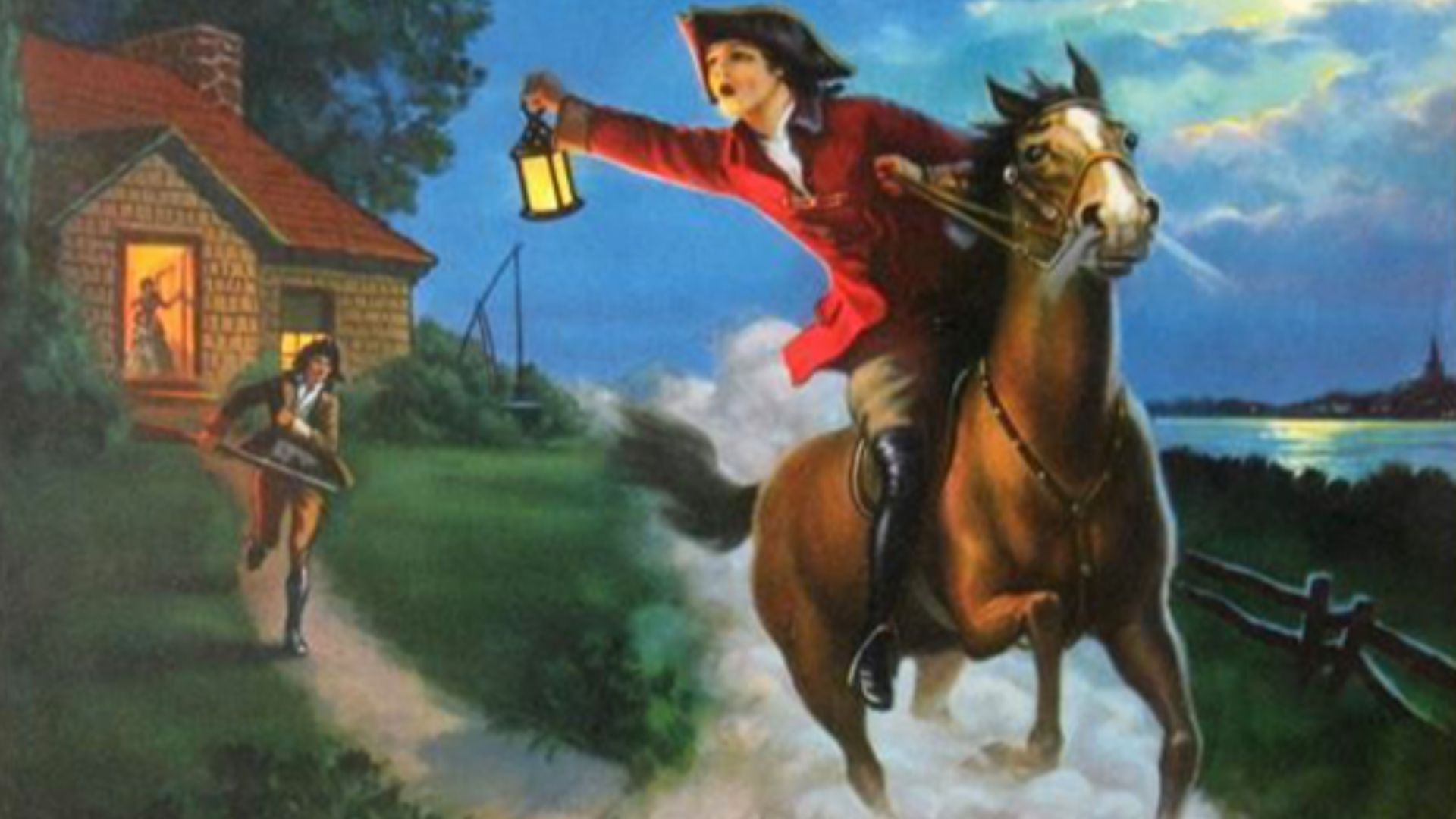 Midnight Ride of Paul Revere, painted by Edward Mason Eggleston. Published by Beatrice Decker.