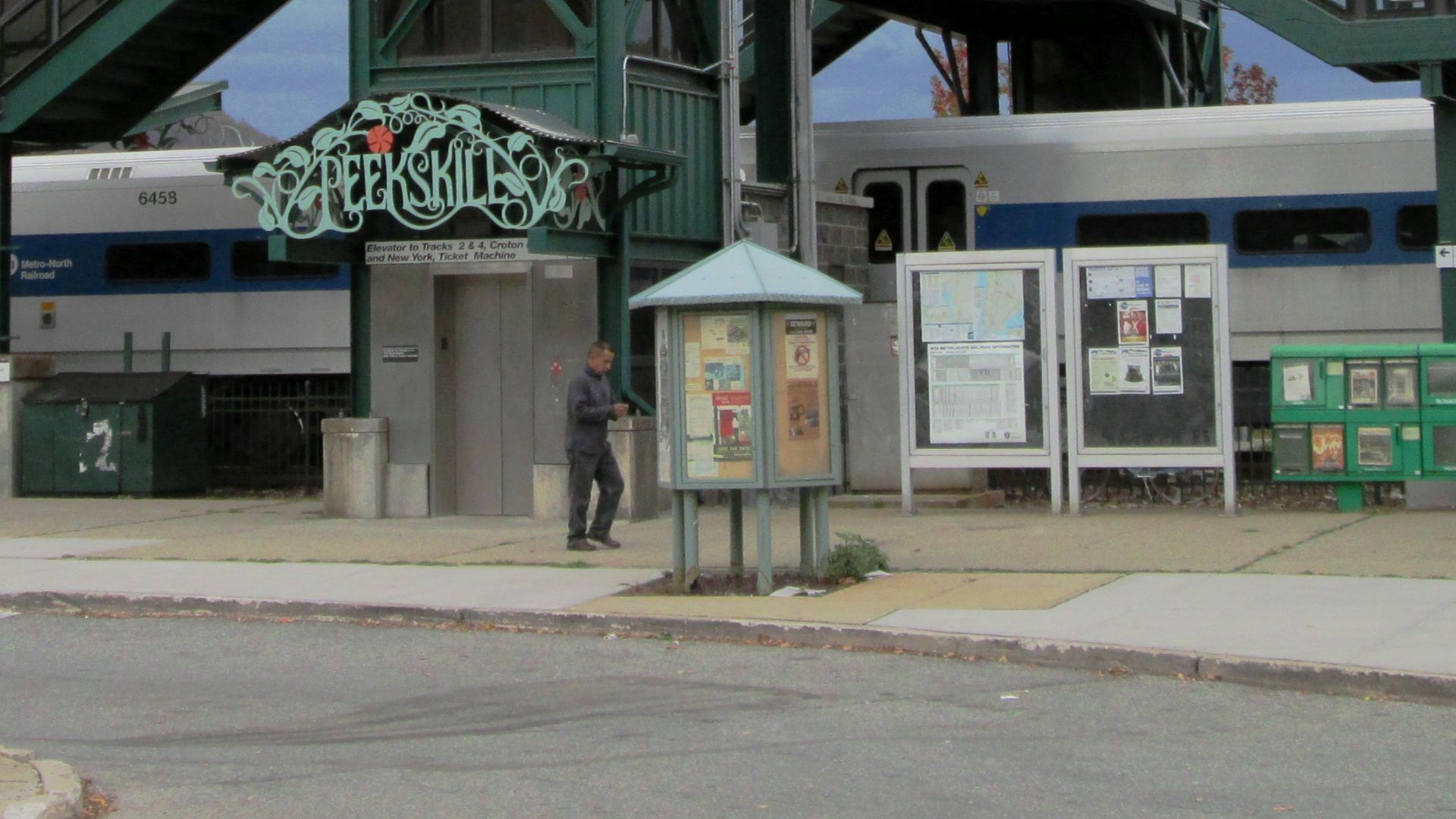 The crossover stairs for the Peekskill Metro-North Railroad station, on Railroad Avenue in Peekskill, New York.