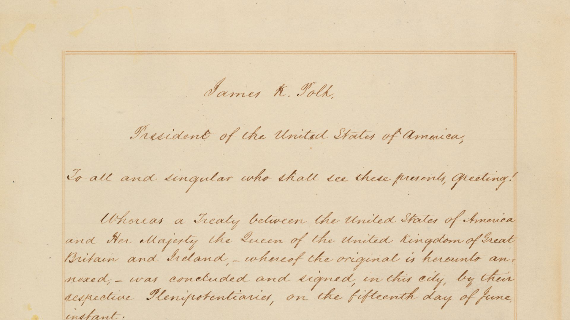 This treaty divided the Oregon country between the United States and Canada at the 49th parallel. It granted to the United States land that would later comprise the entire states of Oregon, Washington, and Idaho, as well as portions of Montana and Wyoming