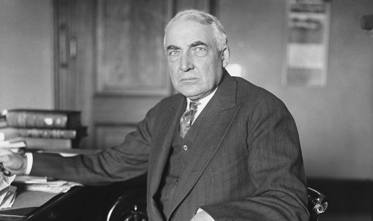 (Original Caption) 12/14/1919-Washington, DC- WITH THE NATION'S LAW MAKERS IN WASHINGTON. Photo shows Senator Warren G. Harding of Ohio, who is attending the American Federation of Labor Conference held yesterday in Washington, DC. 119 union heads were present at the opening session of the important meeting.