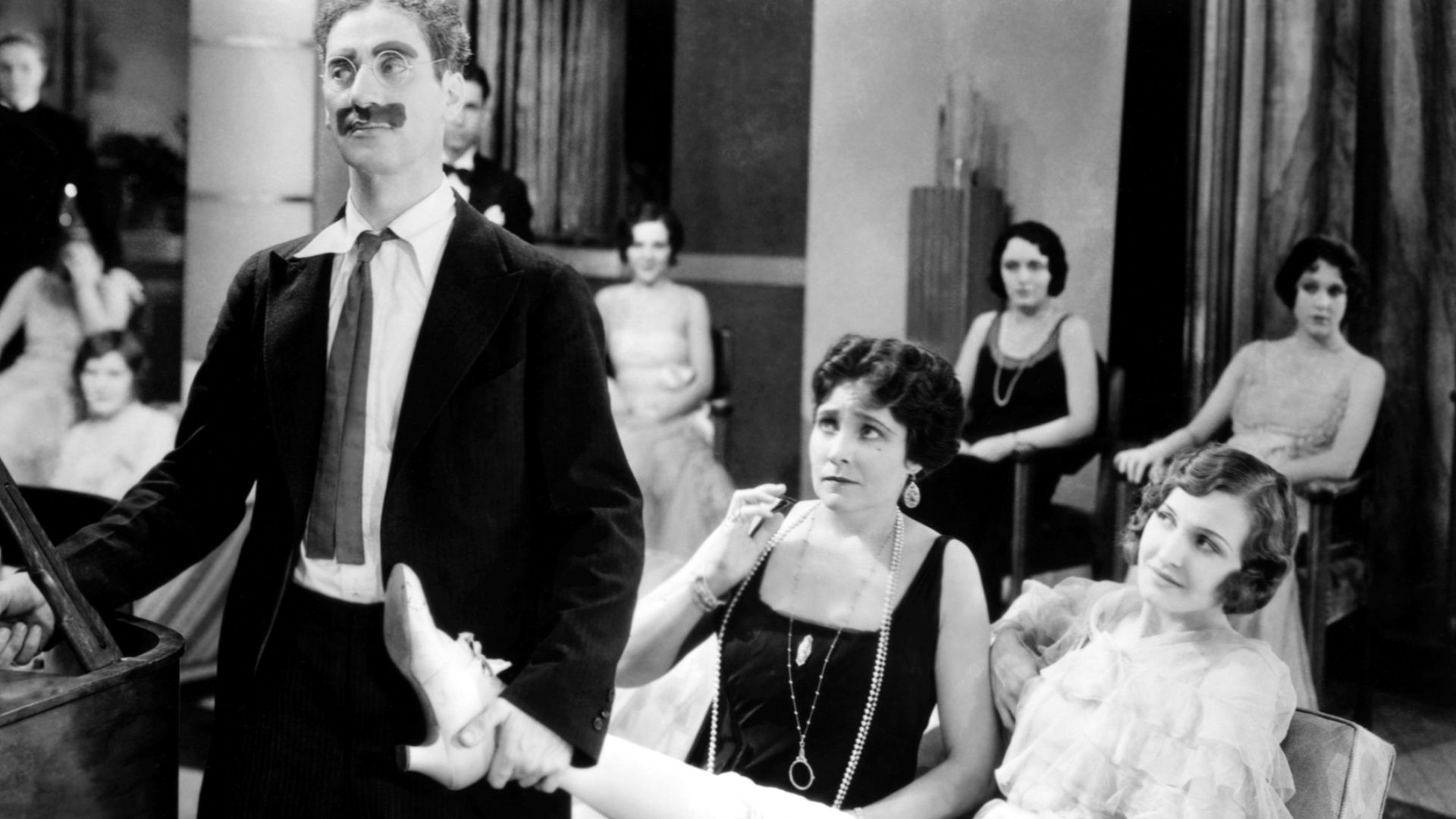 Publicity still featuring the Marx Brothers for Animal Crackers (1930)