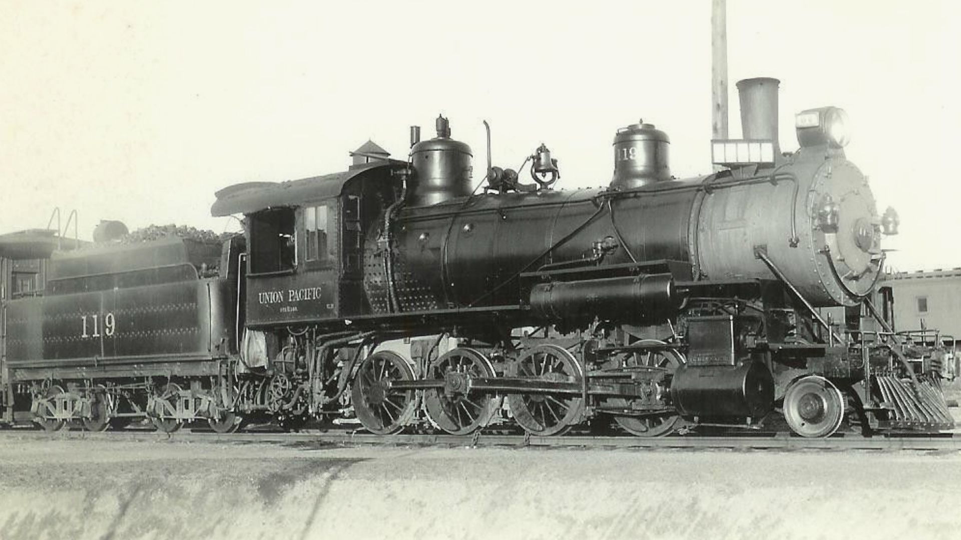 Postcard photo of Union Pacific locomotive #119 at LaSalle, Colorado in 1930.  The photo was taken by noted railroad photographer en:Otto Perry.  Perry earned his living as a mailman in Denver; photographing trains was a hobby he pursued for many years.  