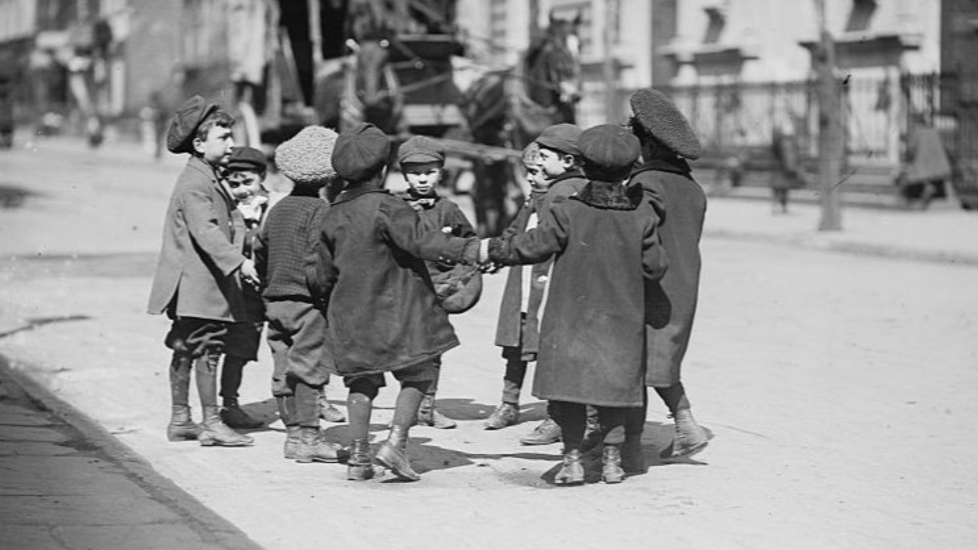 Children playing in street, New York