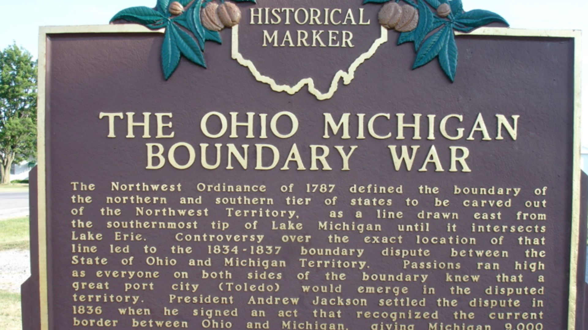 A Close-up of the Ohio Historical Marker Describing the Battle of Phillips Corner.