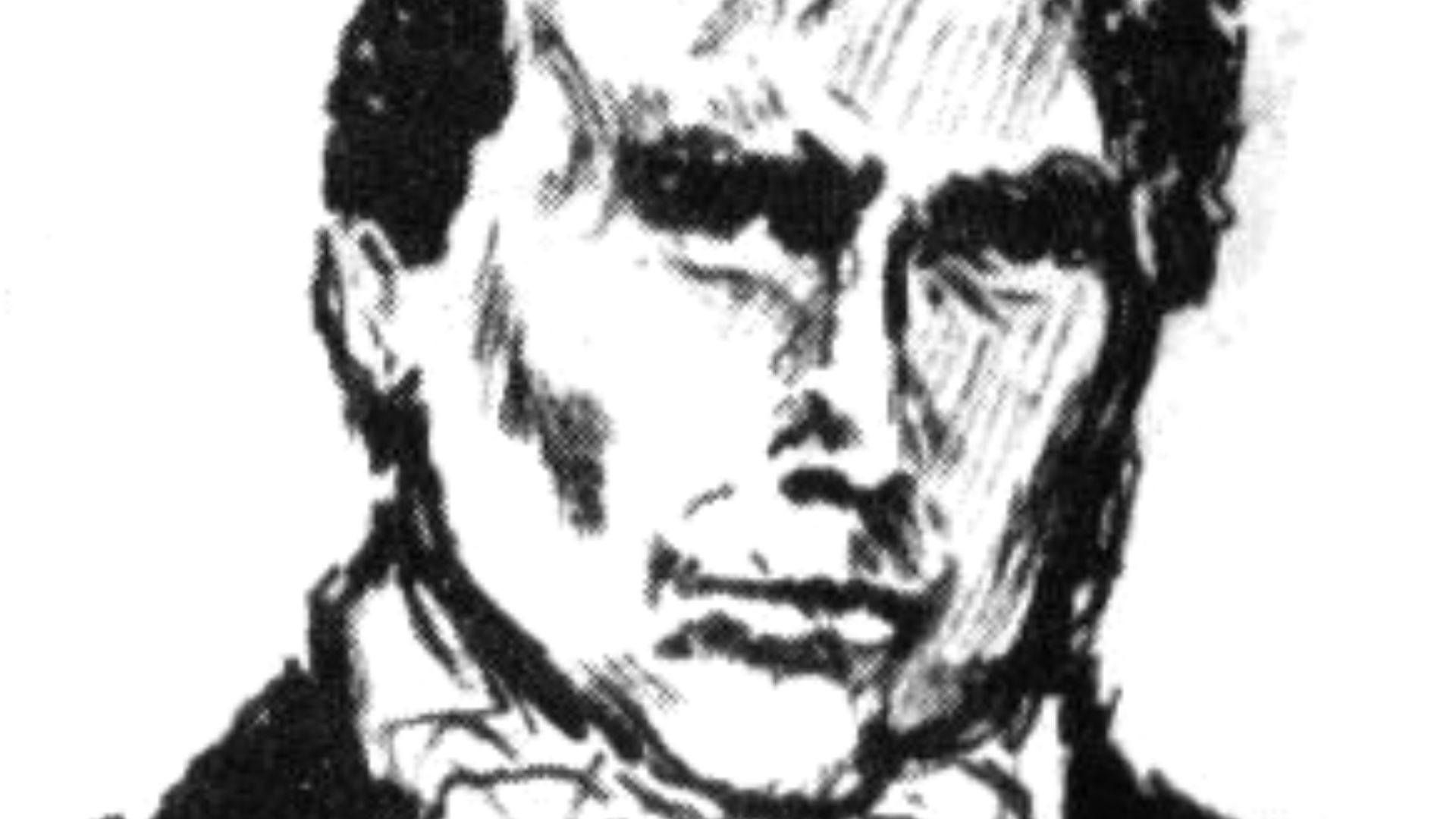 Drawing of Two Stickney, circa 1836, a culprit in the stabbing of a Monroe County, Michigan deputy sheriff during the en:Toledo War