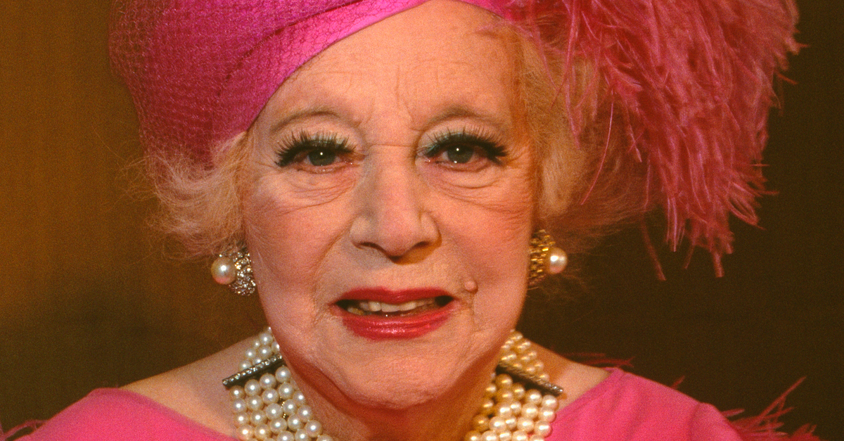 British author Dame Barbara Cartland at Galeries Lafayette in Paris for the promotion of cosmetics created by her friend, the Iranian Princess Shahnaz.