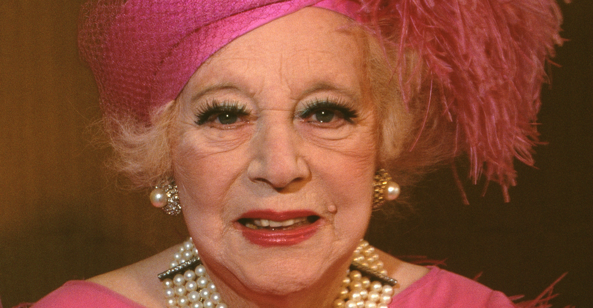 British author Dame Barbara Cartland at Galeries Lafayette in Paris for the promotion of cosmetics created by her friend, the Iranian Princess Shahnaz.