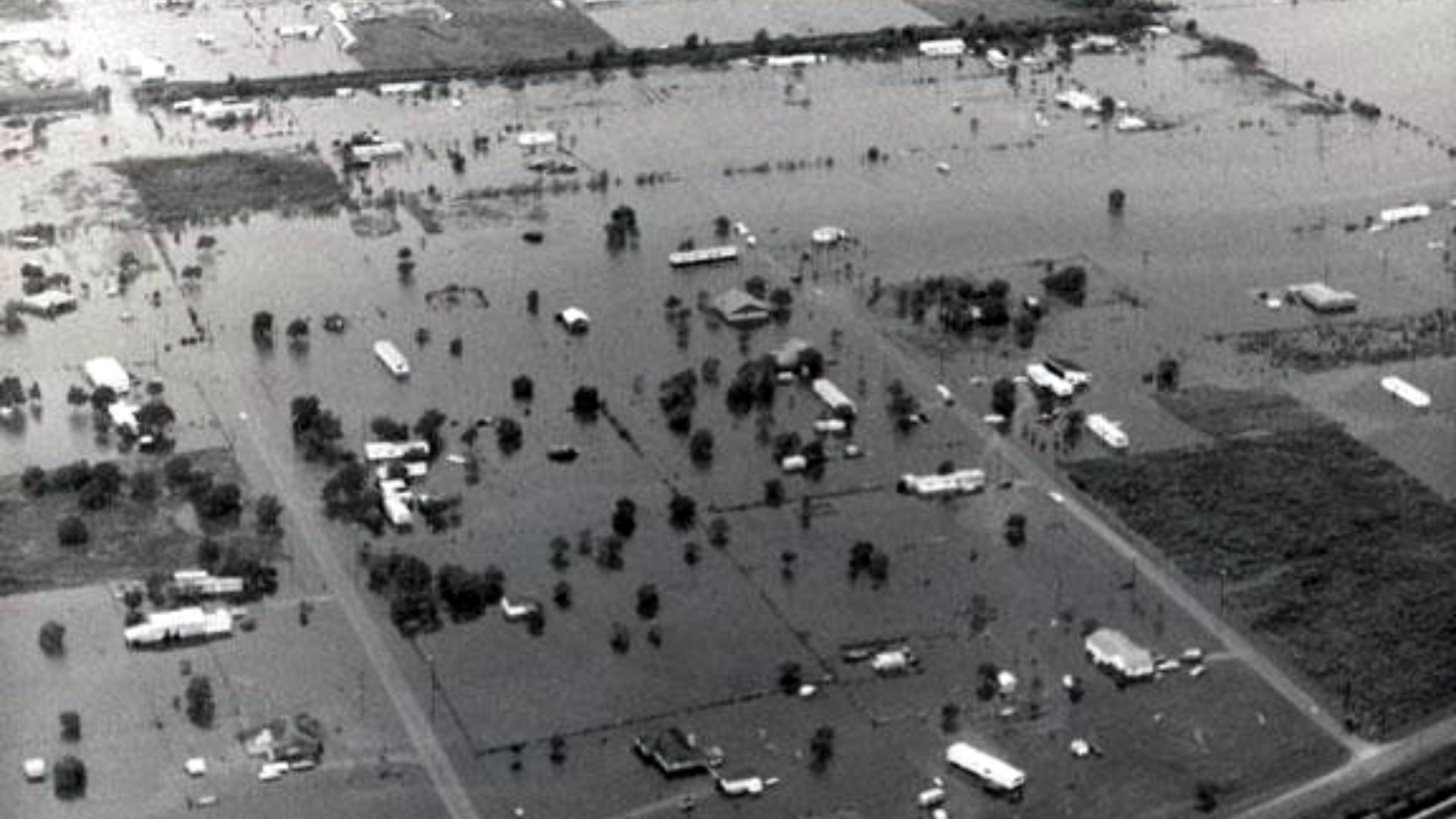 This image shows flooding in Texas caused by Tropical Storm Claudette in July of 1979.