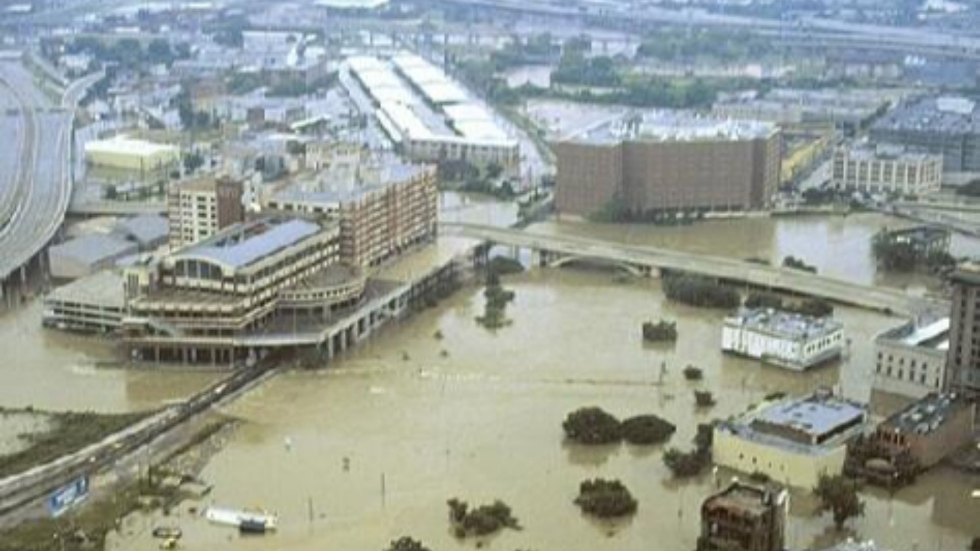 Flooding from Tropical Storm Allison in Houston Texas, June 9, 2001 Buffalo Bayou, White Oak Bayou Confluence and Main St.