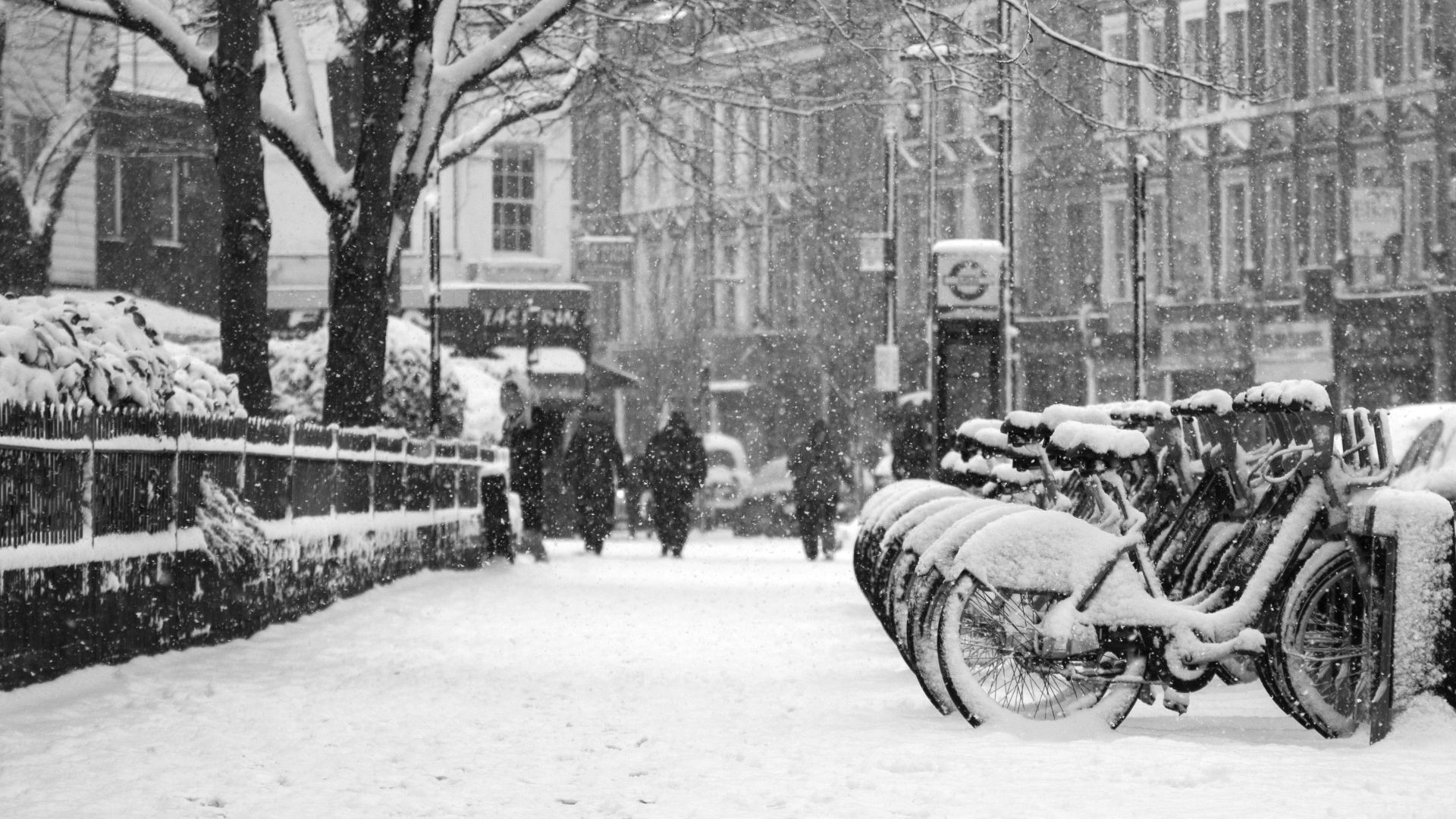 city covered in snow